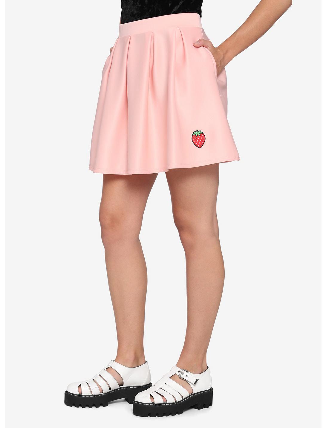 Strawberry Pastel Pink Pleated Skirt, PINK, hi-res