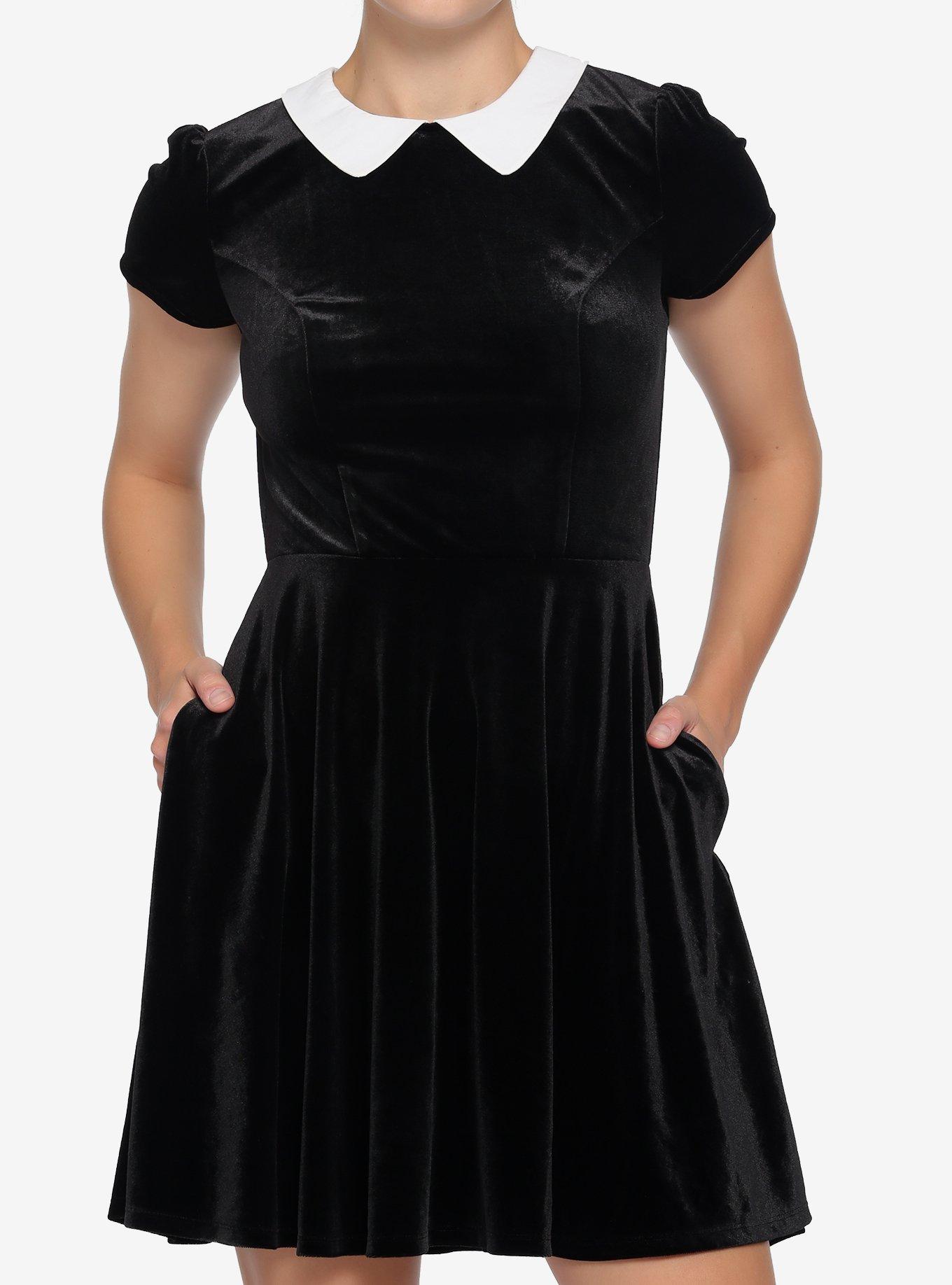 Hot topic black dress white collar sale