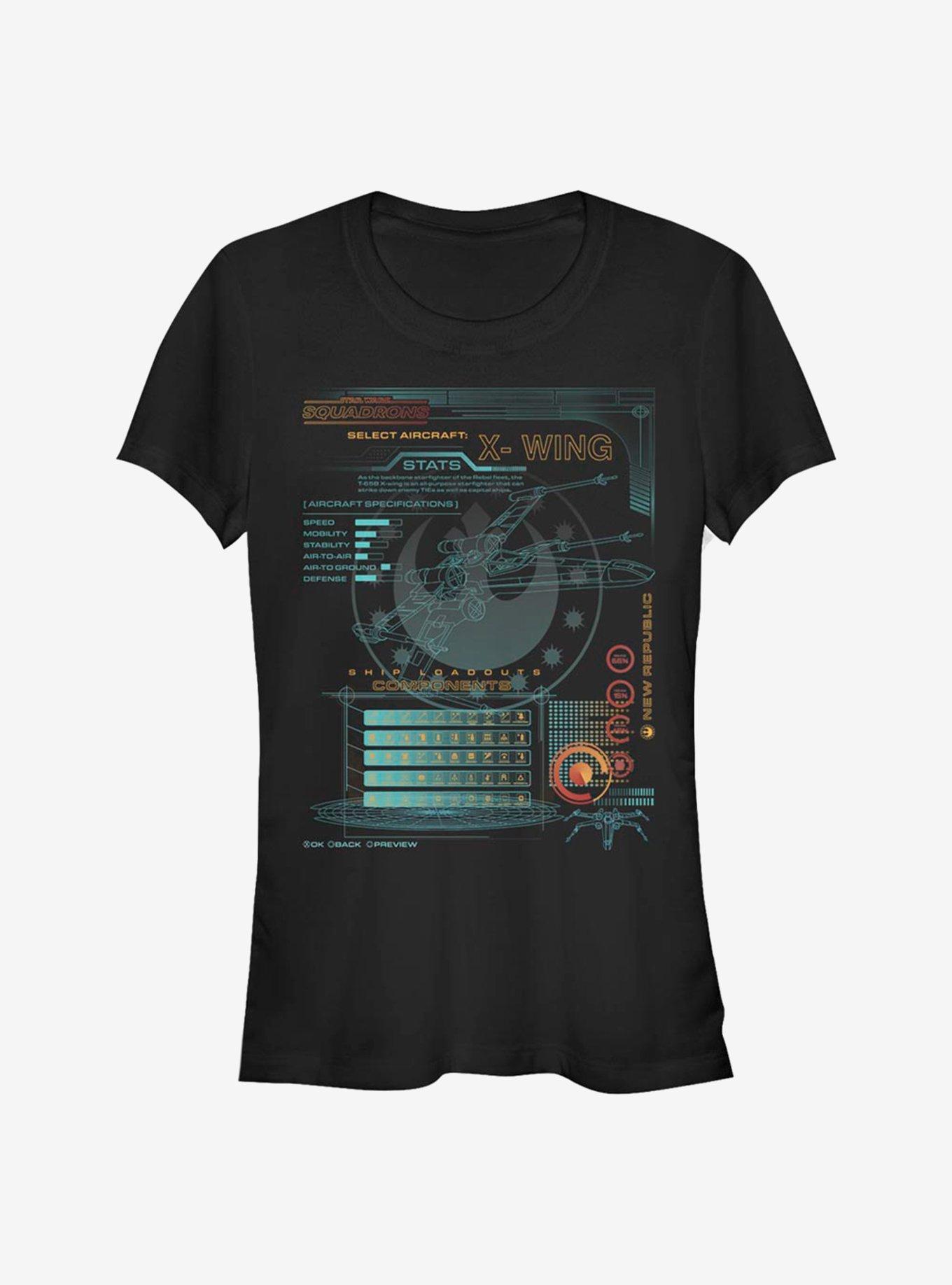 Star Wars X-Wing Game Components Girls T-Shirt, BLACK, hi-res