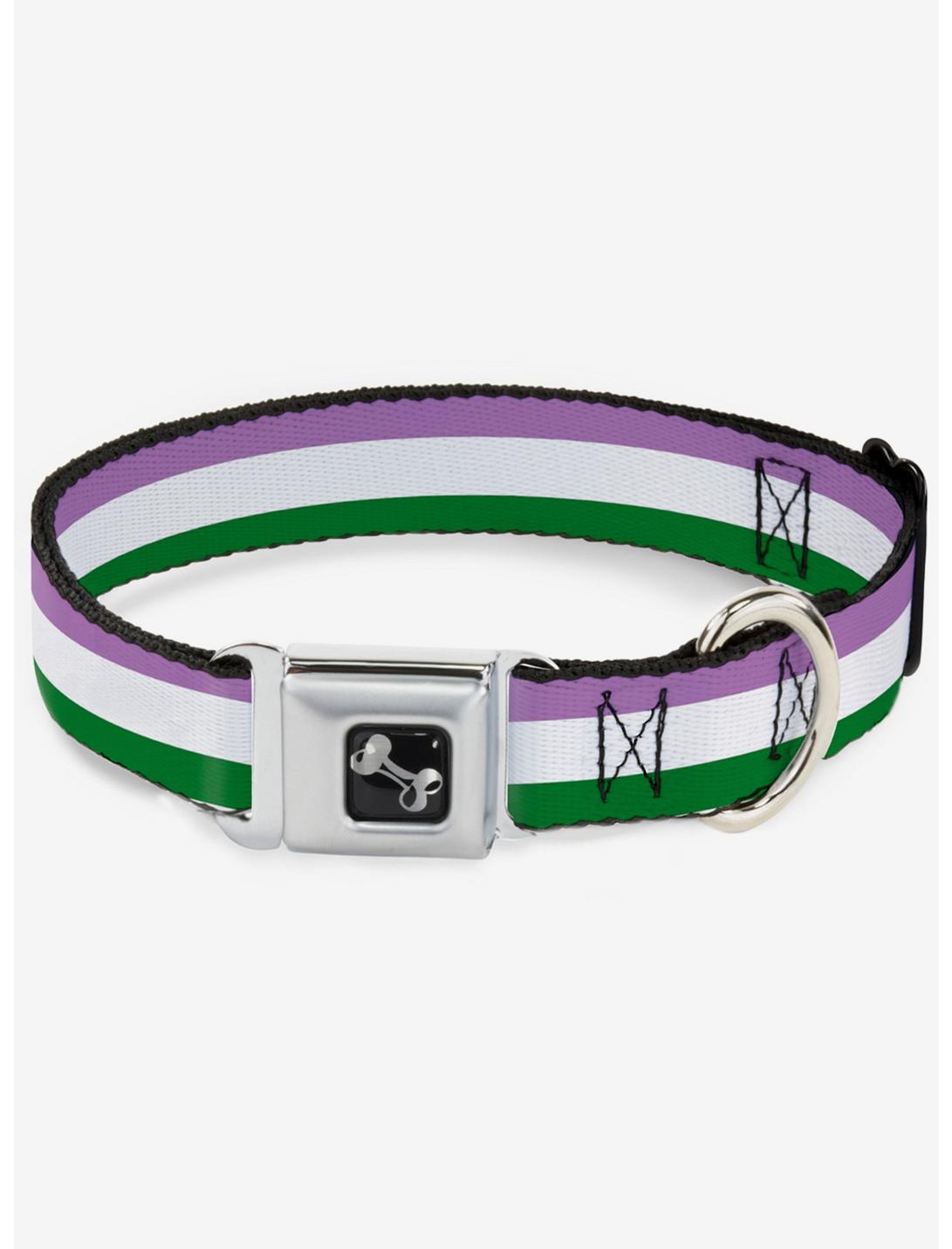 Genderqueer Flag Seatbelt Dog Collar, RAINBOW, hi-res