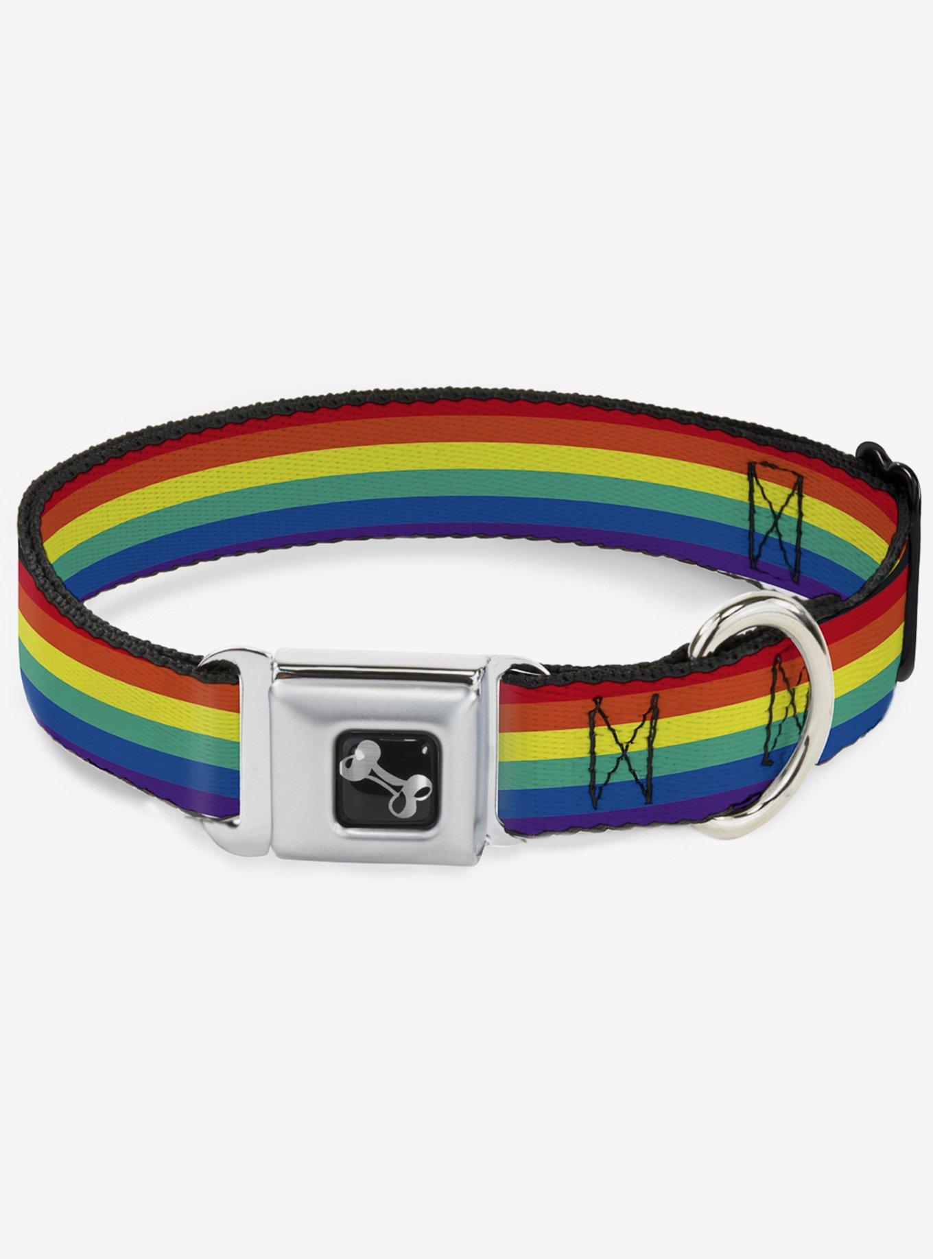 LGBTQ Pride Flag Seatbelt Dog Collar, , hi-res