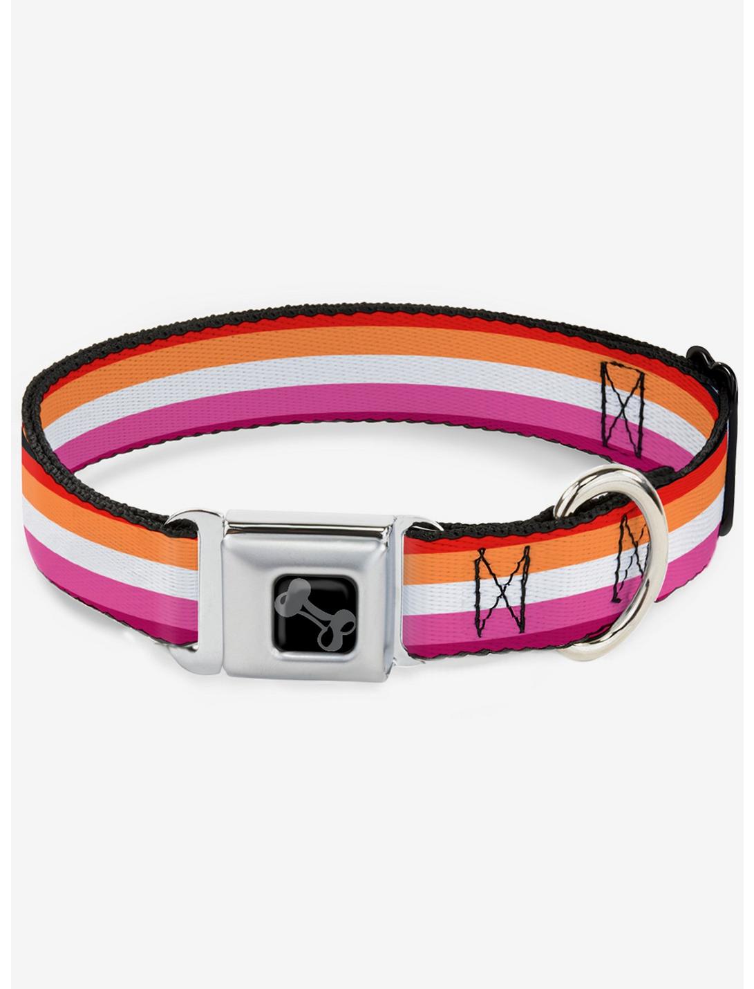 Lesbian Flag Seatbelt Dog Collar, RAINBOW, hi-res
