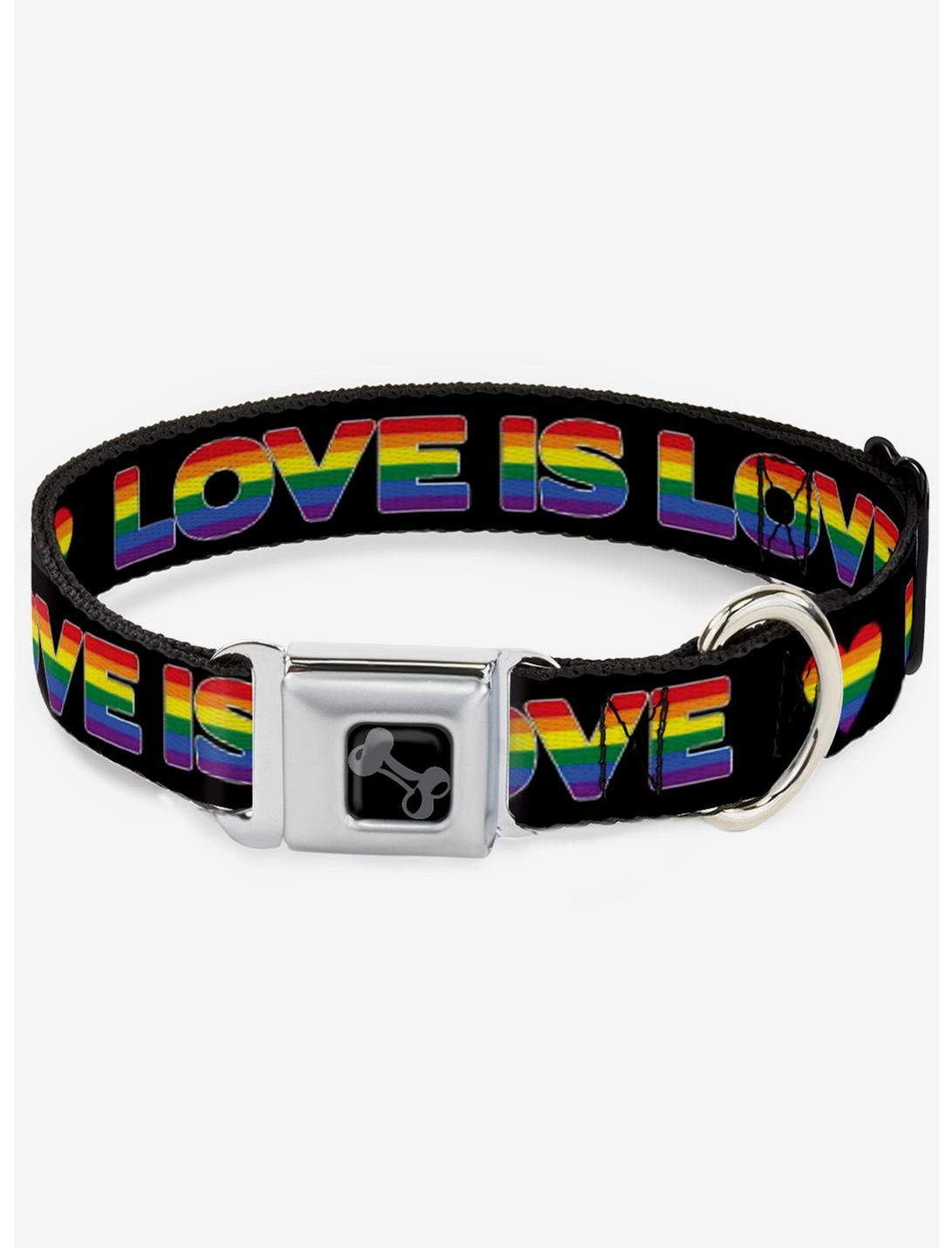 Love Is Love Heart Seatbelt Dog Collar, RAINBOW, hi-res