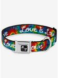 Love Is Love Tie Dye Seatbelt Dog Collar, RAINBOW, hi-res