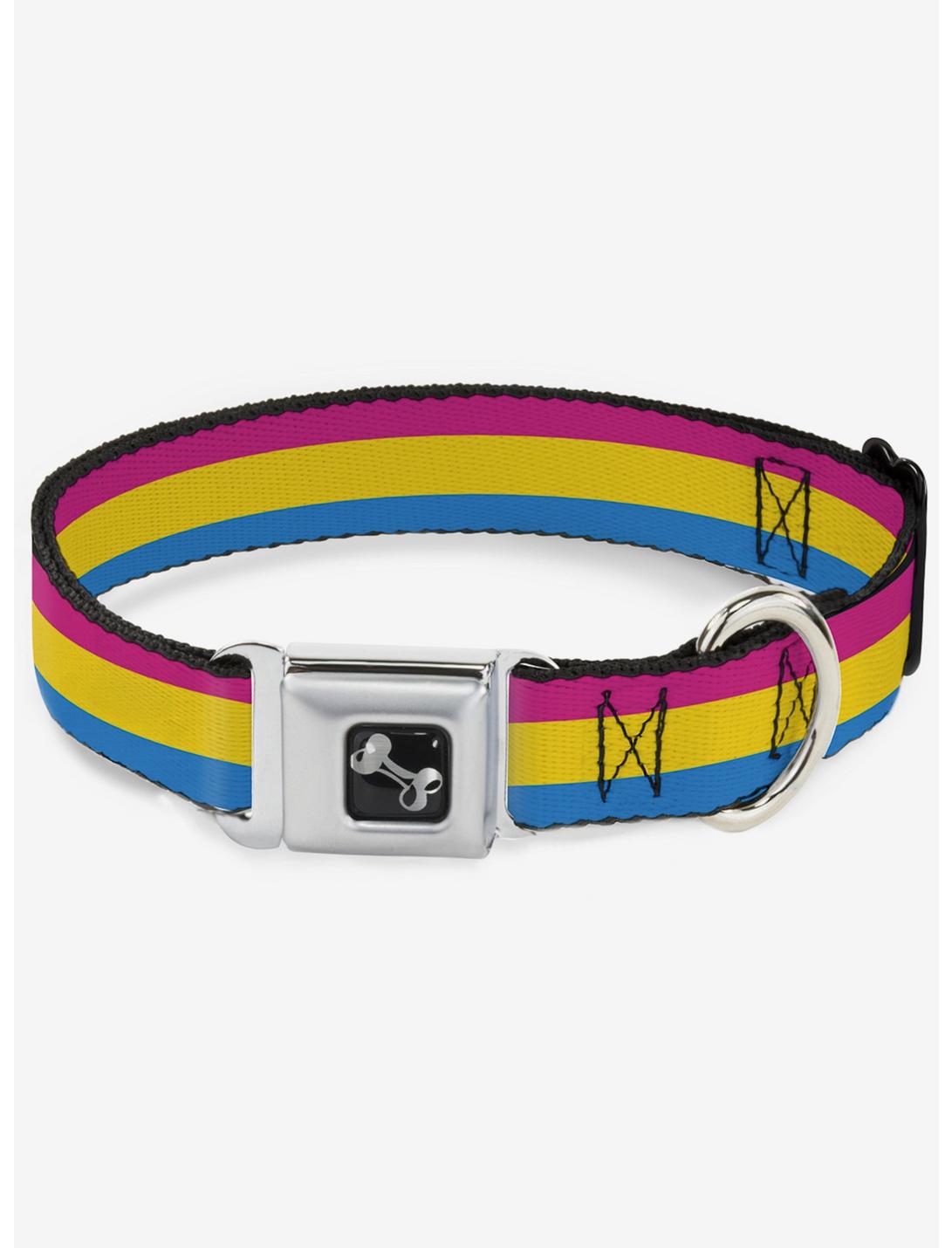 Pansexual Flag Seatbelt Dog Collar, RAINBOW, hi-res