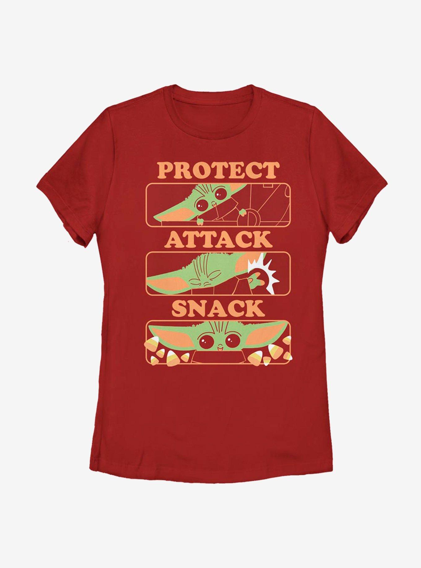 Star Wars The Mandalorian The Child Protect Attack Snack Womens T-Shirt, , hi-res