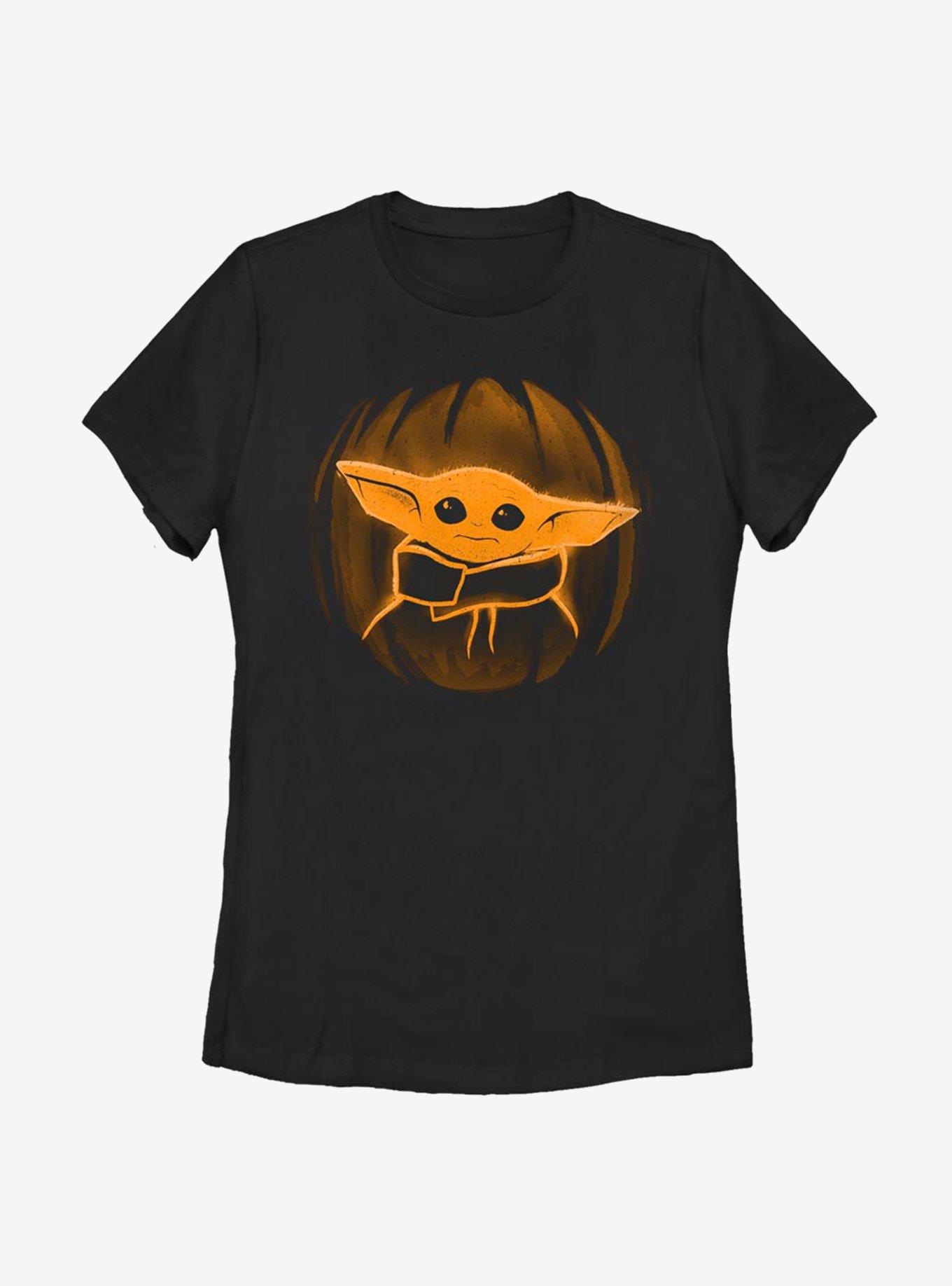 Star Wars The Mandalorian The Child Pumpkin Carving Womens T-Shirt, BLACK, hi-res