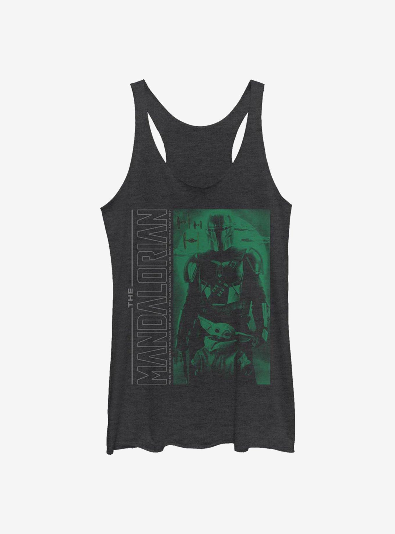Star Wars The Mandalorian The Child Hunter And Prey Womens Tank Top, BLK HTR, hi-res