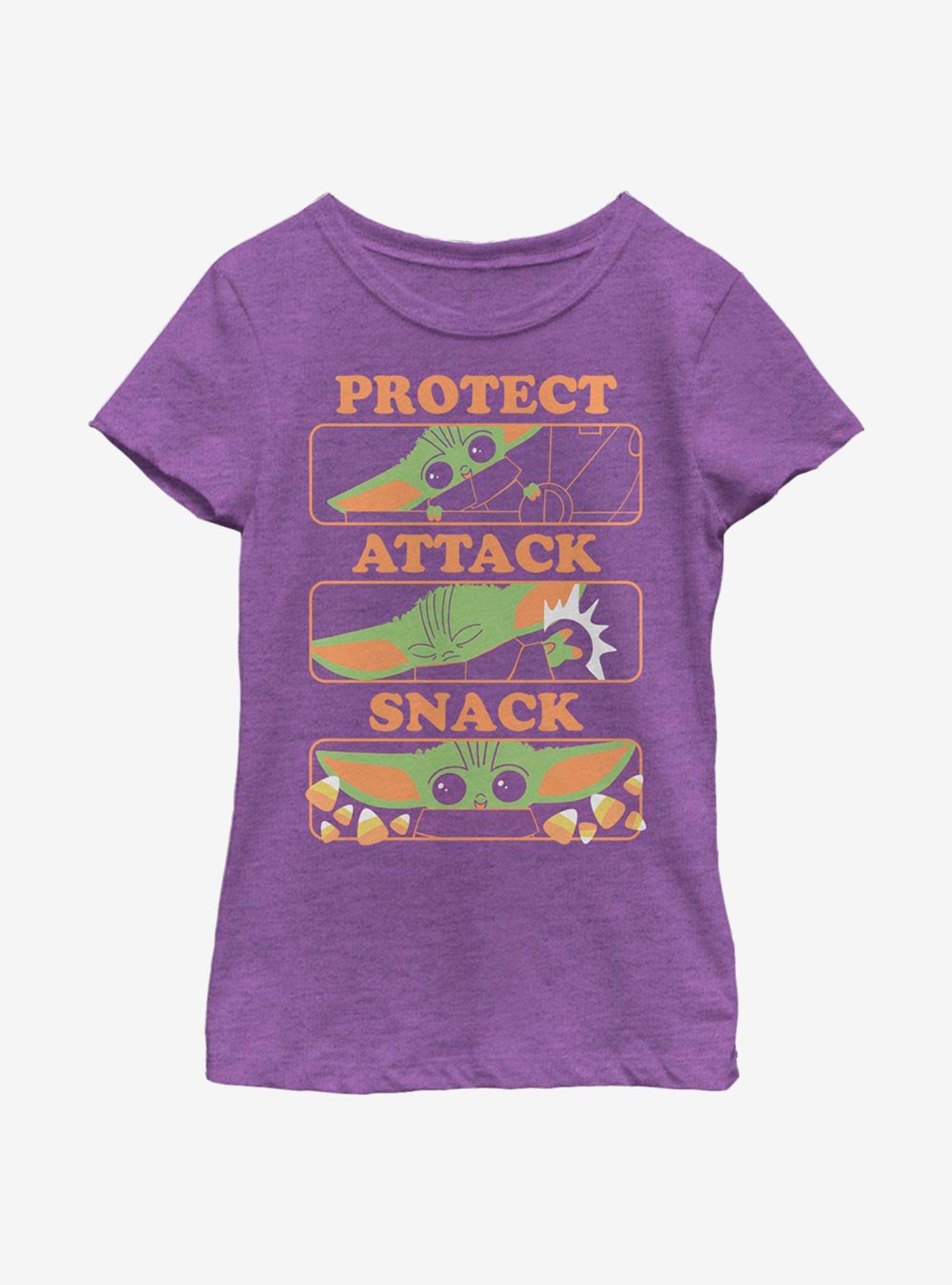 Star Wars The Mandalorian The Child Protect Attack Snack Youth Girls T-Shirt, , hi-res