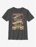 Star Wars The Mandalorian The Child Protect Attack Snack Youth T-Shirt, CHAR HTR, hi-res