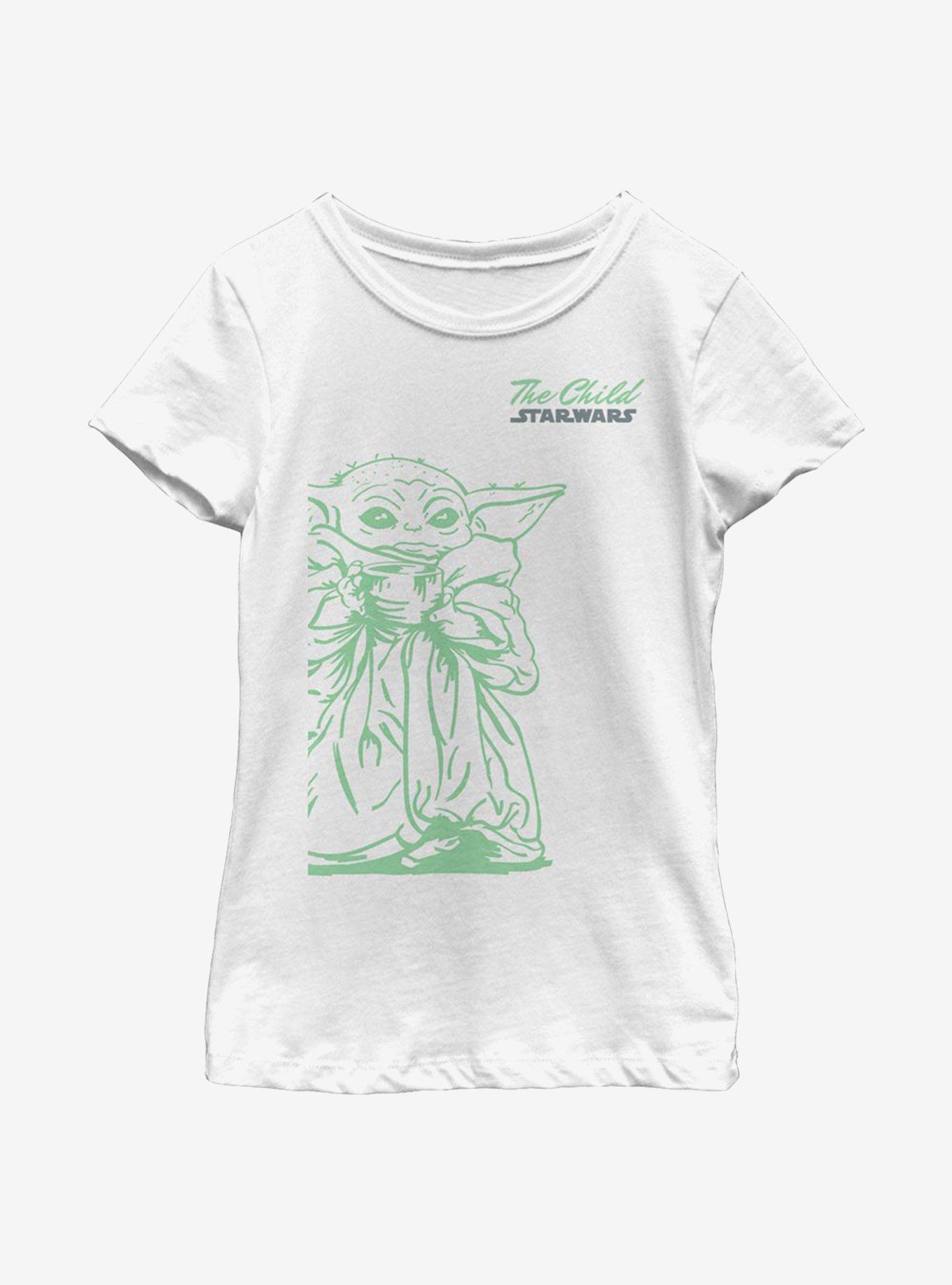 Star Wars The Mandalorian The Child Sipping Sketch Youth Girls T-Shirt, , hi-res