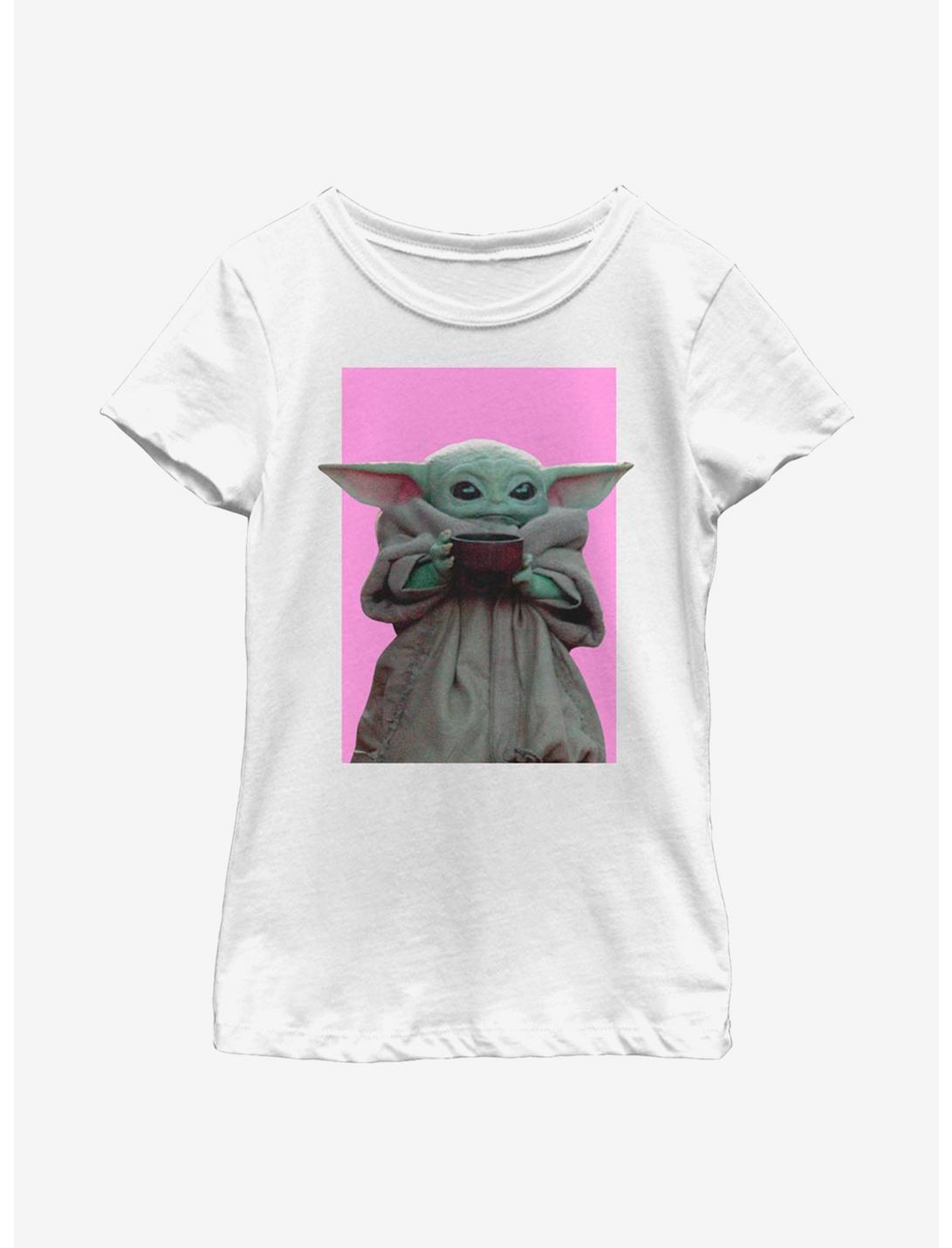 Star Wars The Mandalorian The Child Pink Background Youth Girls T-Shirt, WHITE, hi-res