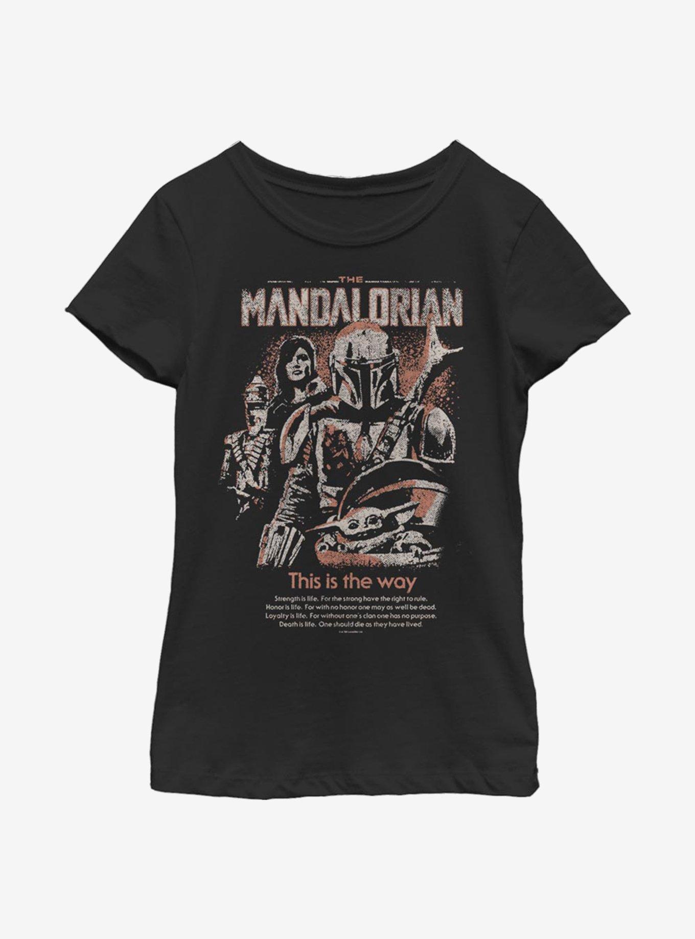 Star Wars The Mandalorian Retro Pop Poster Youth Girls T-Shirt, BLACK, hi-res