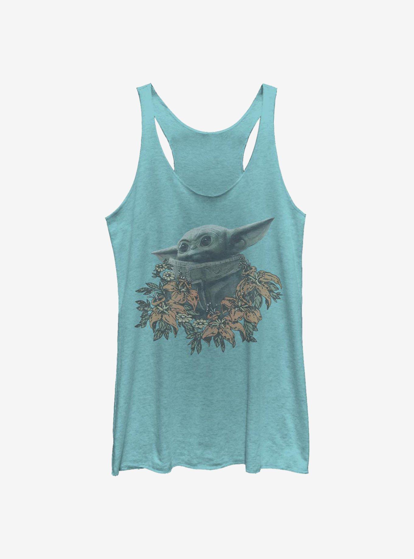 Star Wars The Mandalorian The Child Flowers Womens Tank Top, TAHI BLUE, hi-res