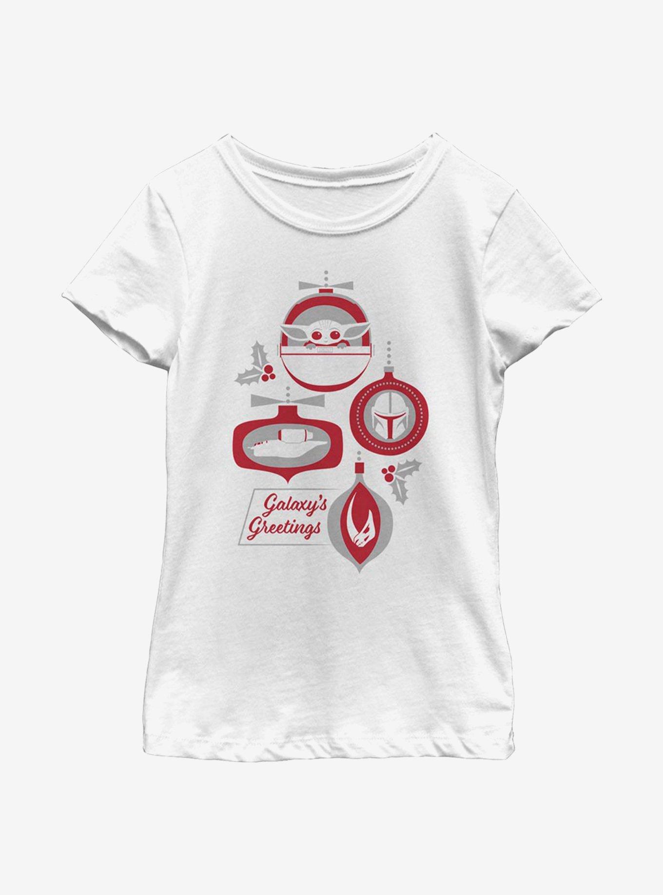 Star Wars The Mandalorian The Child Galaxy's Greetings Youth Girls T-Shirt, WHITE, hi-res