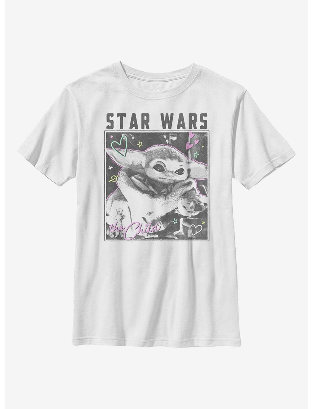 Star Wars The Mandalorian The Child Doodle Photo Youth T-Shirt, WHITE, hi-res