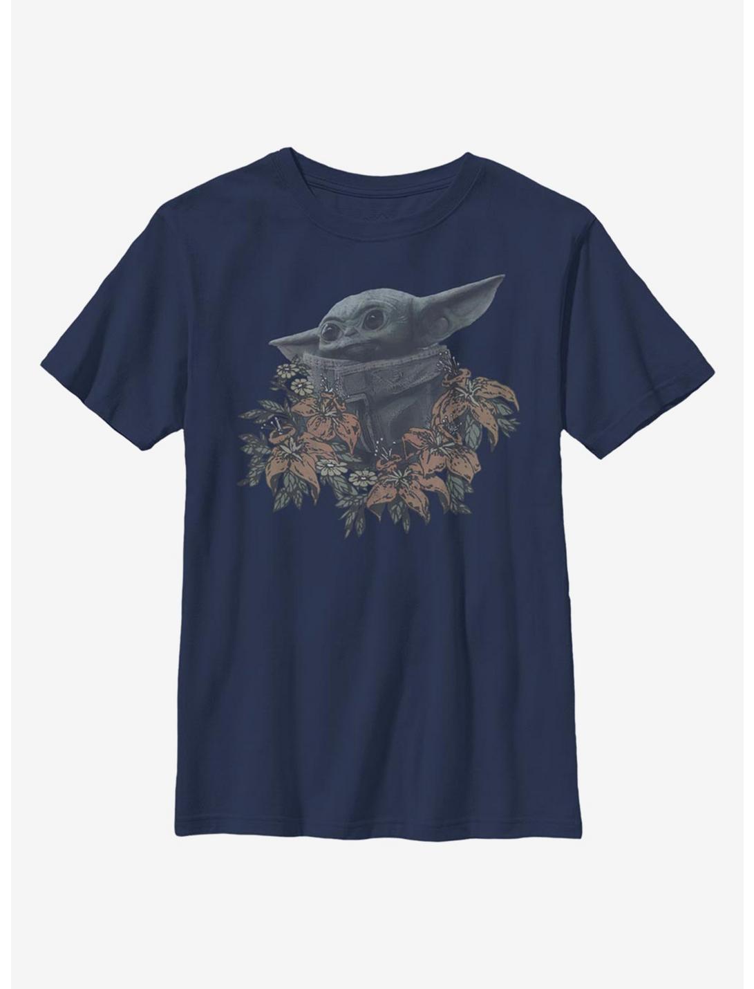 Star Wars The Mandalorian The Child Flowers Youth T-Shirt, NAVY, hi-res