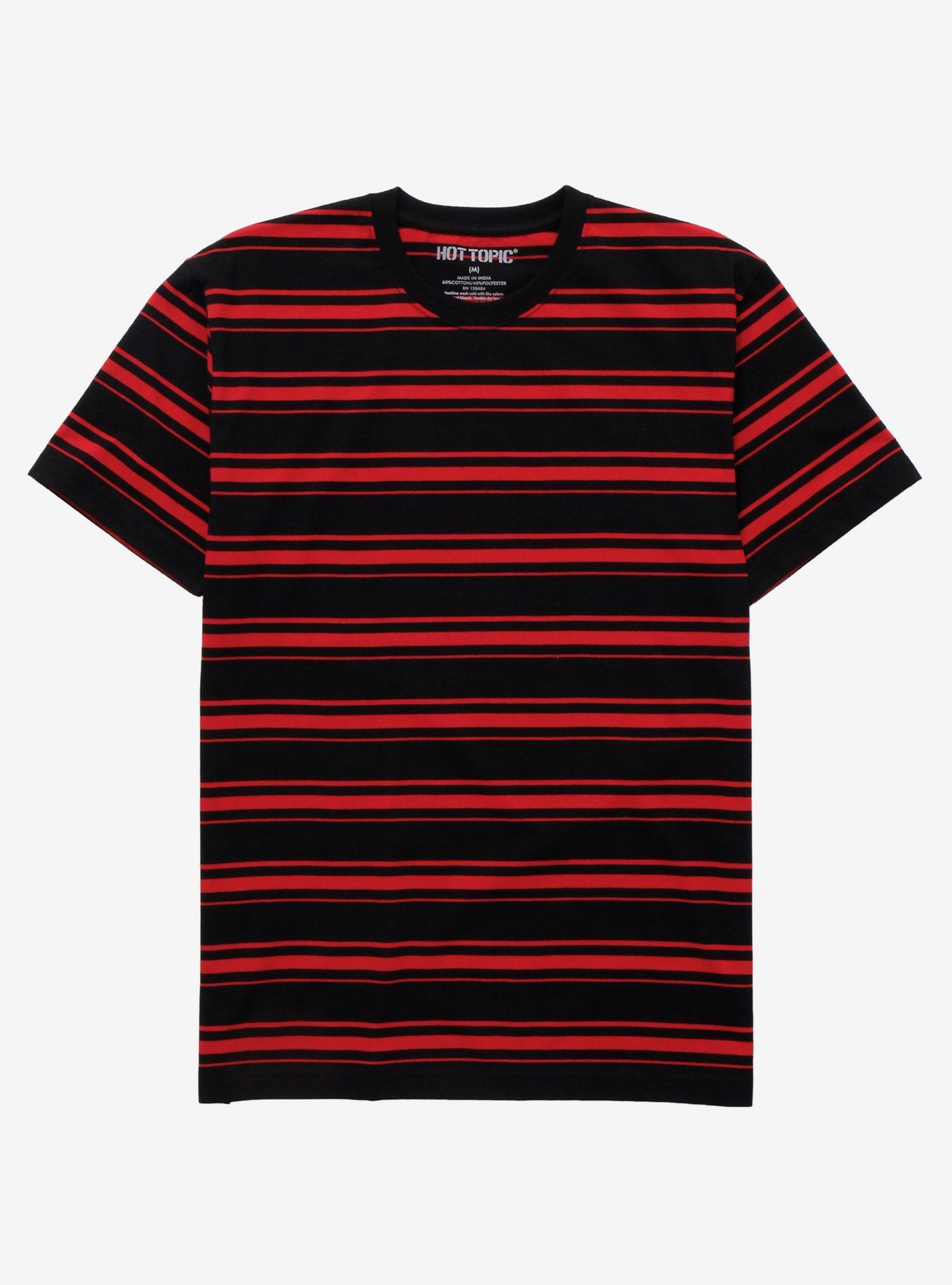 Red & Black Multi Stripe T-Shirt, STRIPE - RED, hi-res