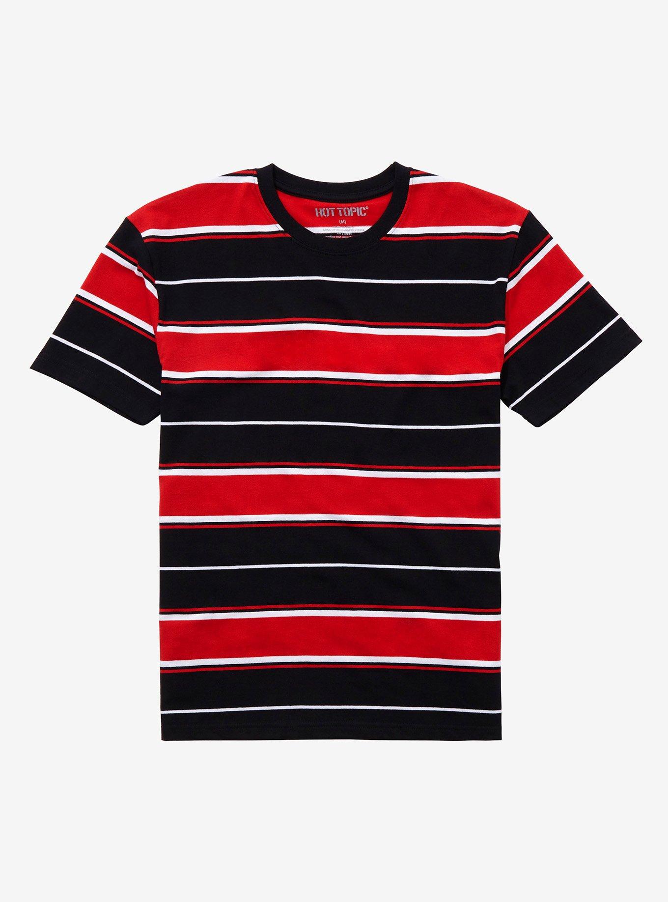 Red Black & White Stripe T-Shirt, STRIPE - RED, hi-res