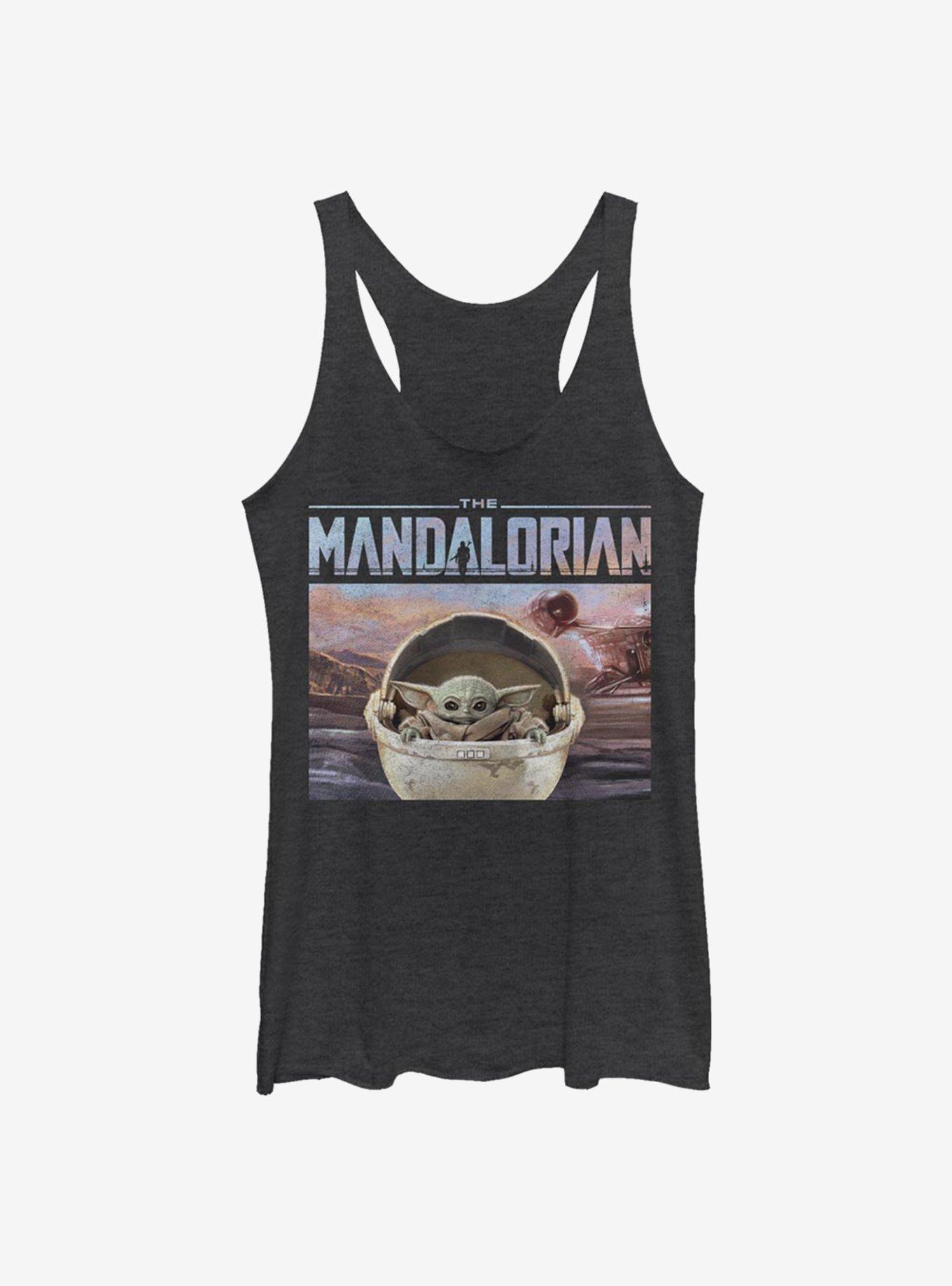 Star Wars The Mandalorian The Child Head On Womens Tank Top, BLK HTR, hi-res