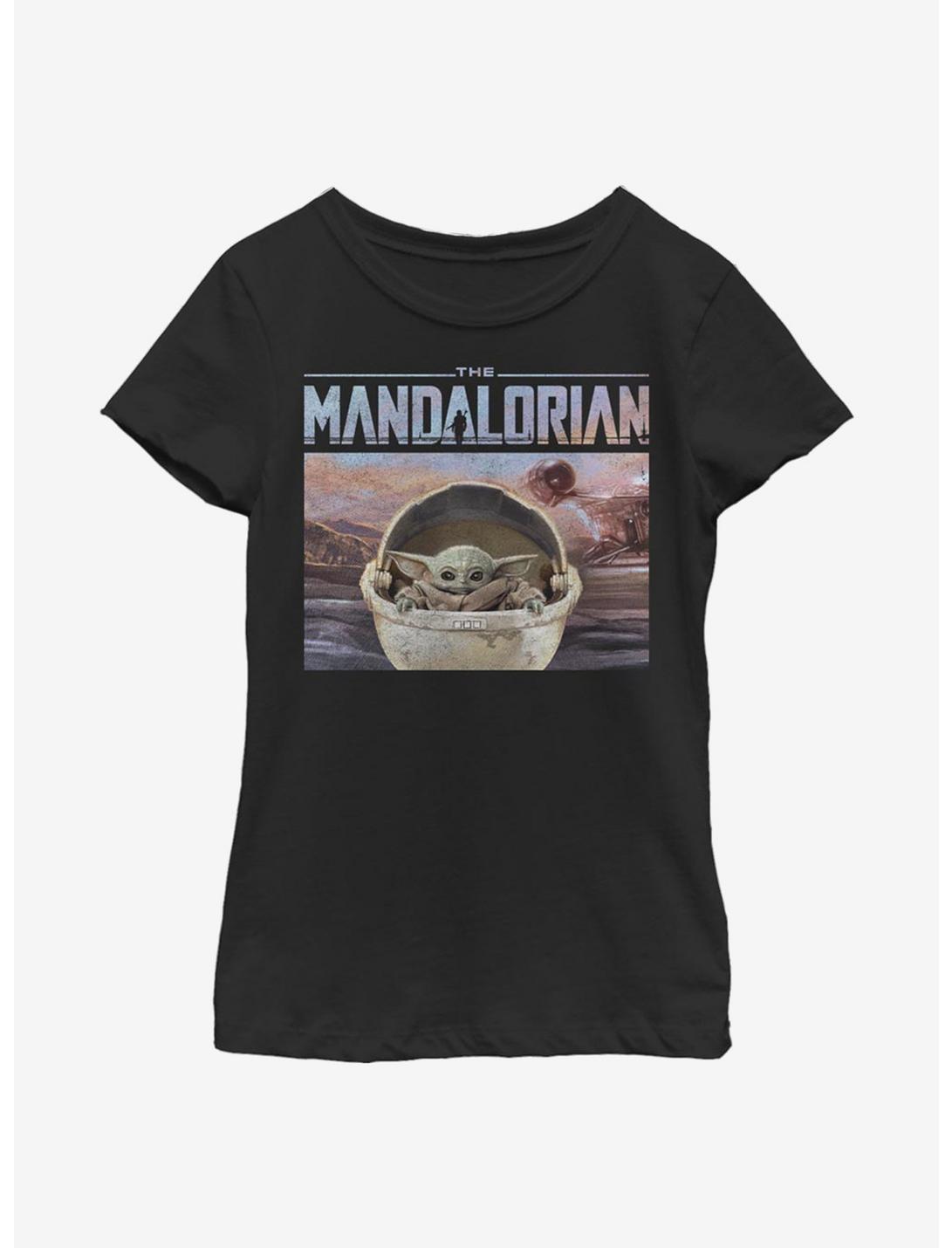 Star Wars The Mandalorian The Child Head On Youth Girls T-Shirt, BLACK, hi-res