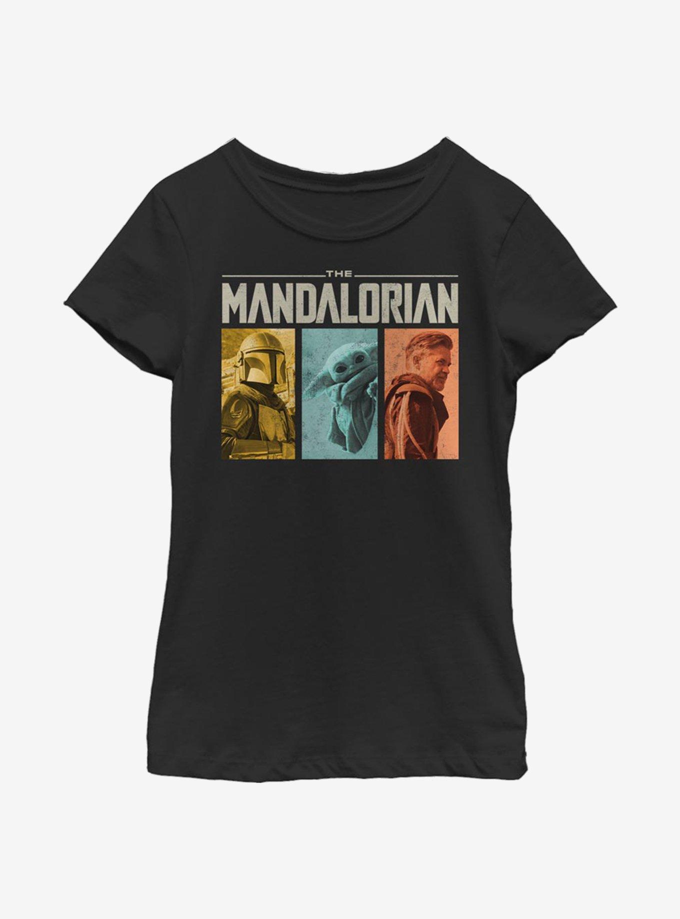 Star Wars The Mandalorian Group Panels Youth Girls T-Shirt, BLACK, hi-res