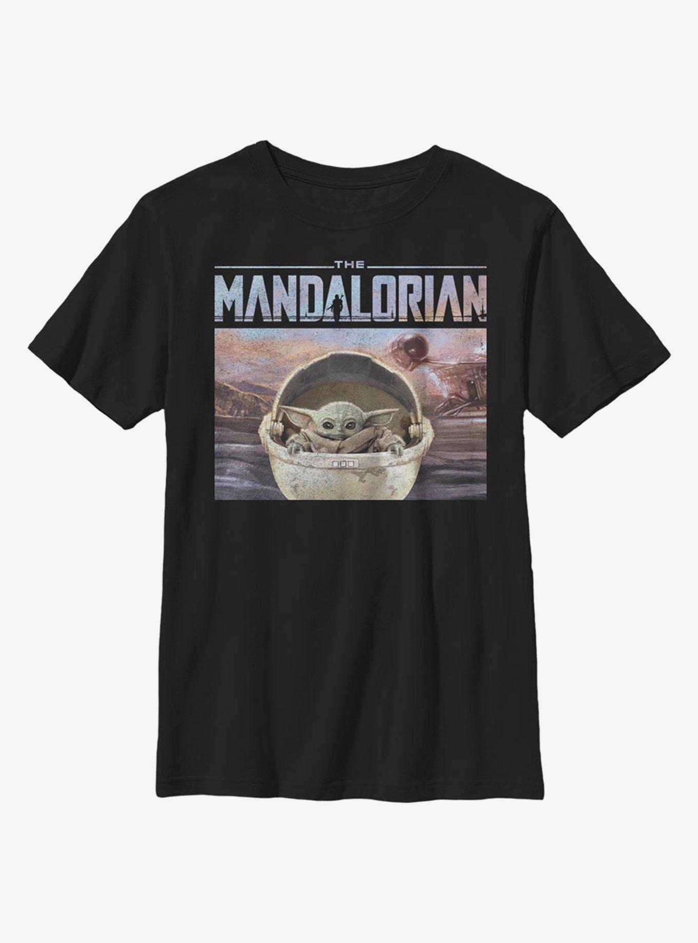 Star Wars The Mandalorian The Child Head On Youth T-Shirt, BLACK, hi-res