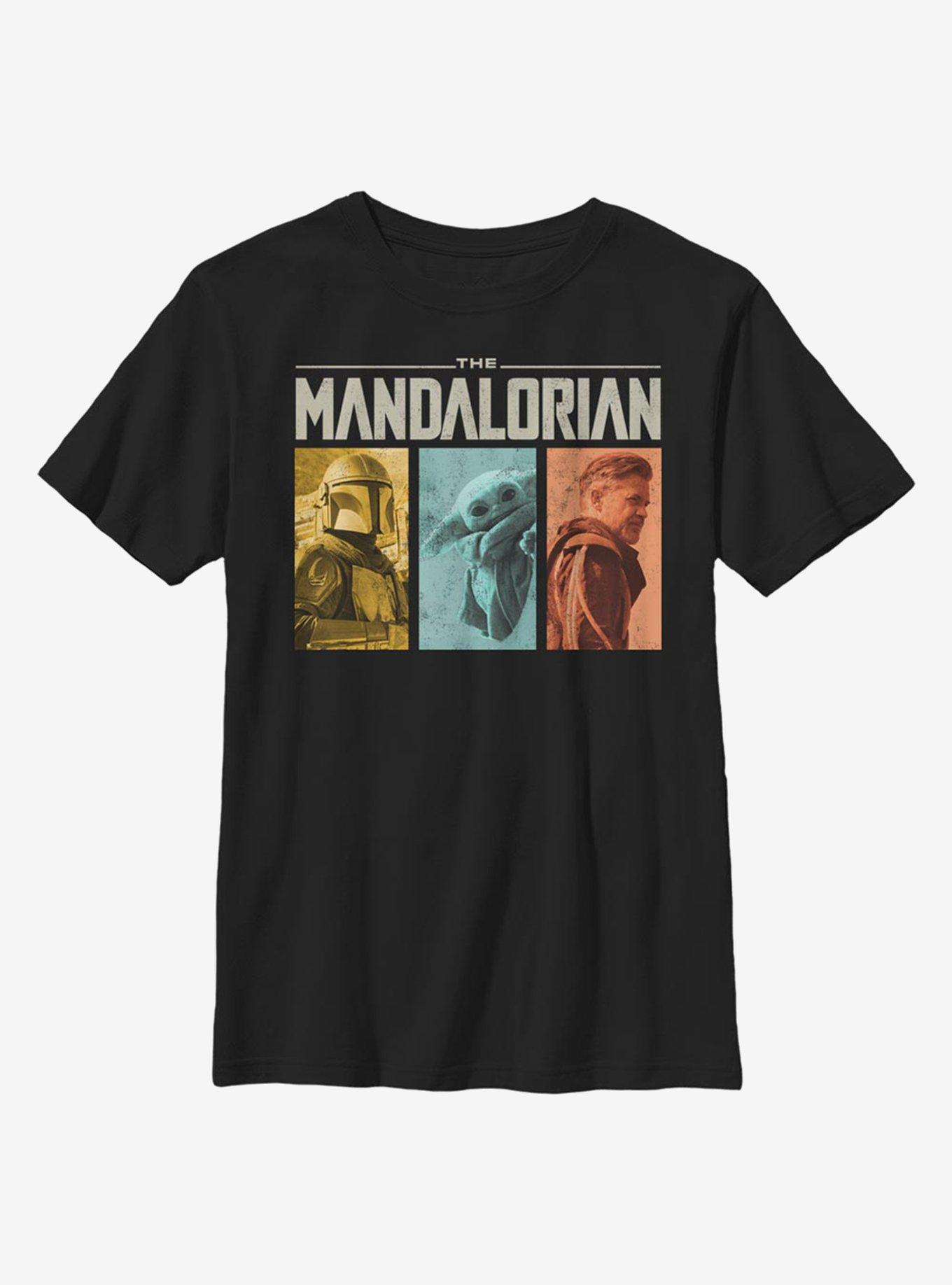 Star Wars The Mandalorian Group Panels Youth T-Shirt, BLACK, hi-res