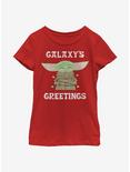 Star Wars The Mandalorian The Child Galaxy's Christmas Lights Youth Girls T-Shirt, RED, hi-res