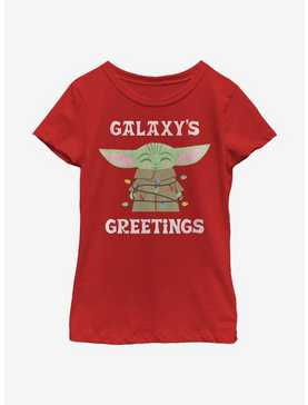 Star Wars The Mandalorian The Child Galaxy's Christmas Lights Youth Girls T-Shirt, , hi-res