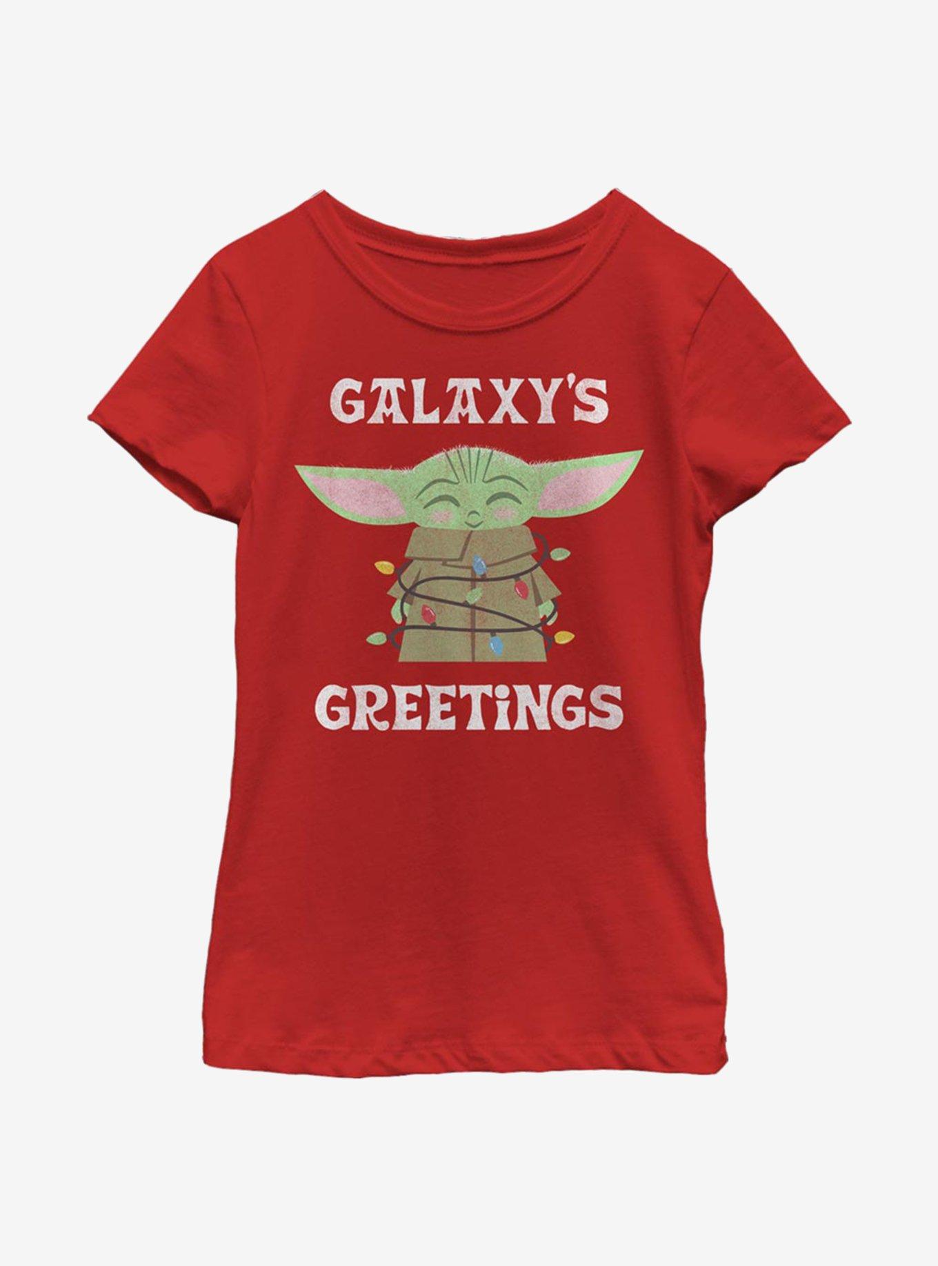 Star Wars The Mandalorian The Child Galaxy's Christmas Lights Youth Girls T-Shirt, , hi-res