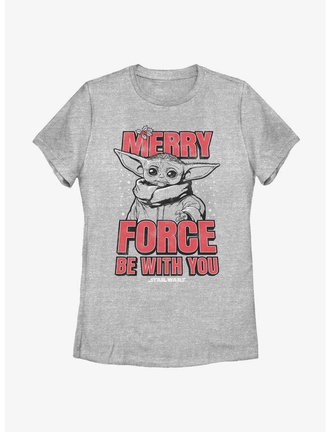 Star Wars The Mandalorian The Child Merry Force Christmas Womens T-Shirt, ATH HTR, hi-res
