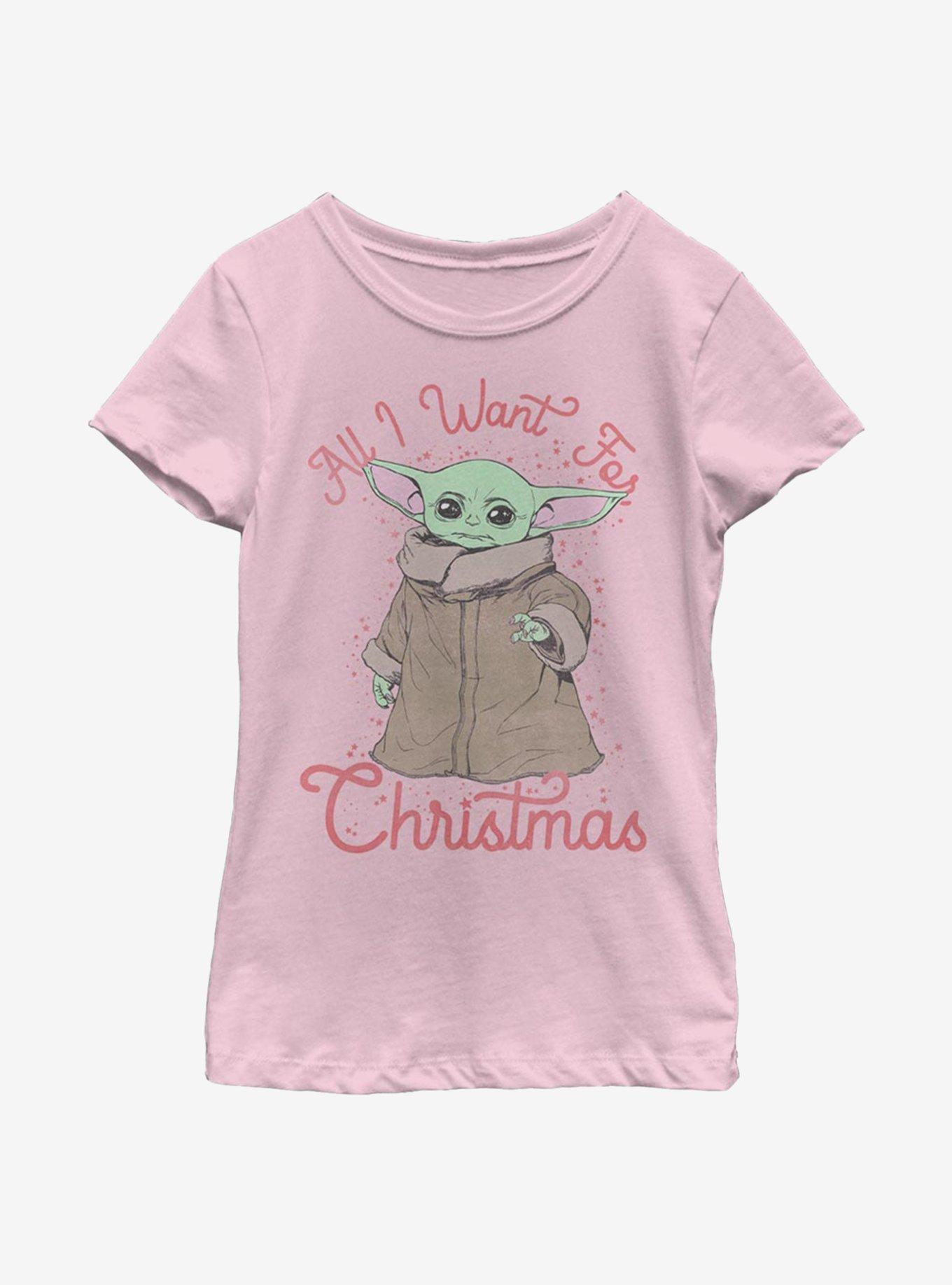 Star Wars The Mandalorian The Child All I Want Christmas Youth Girls T-Shirt
