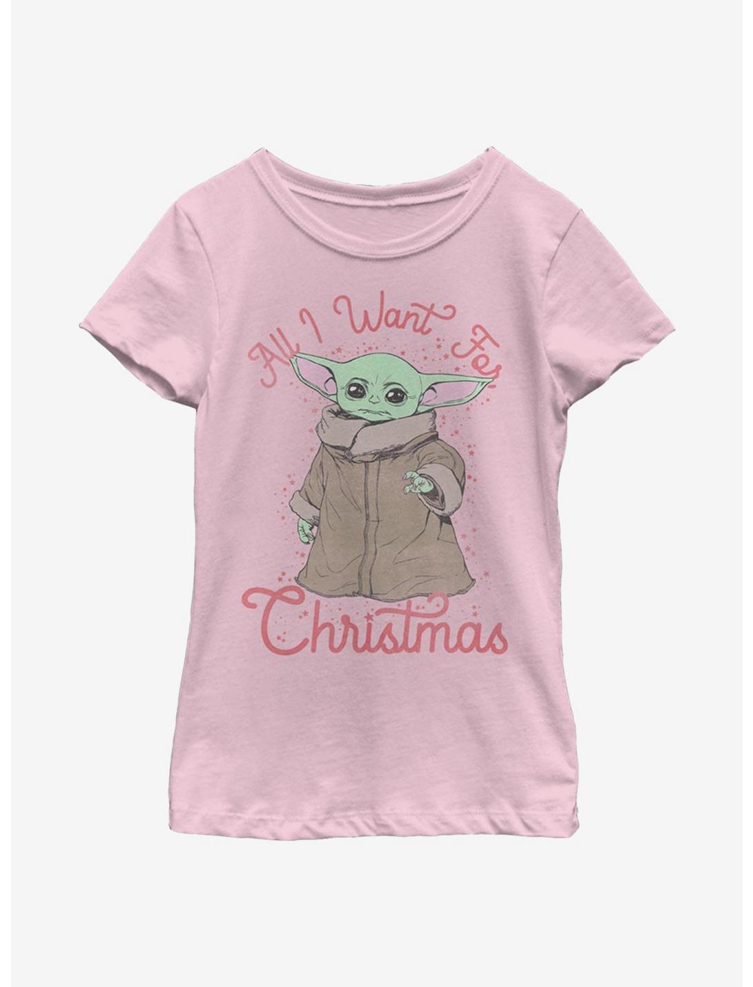 Star Wars The Mandalorian The Child All I Want Christmas Youth Girls T-Shirt, PINK, hi-res