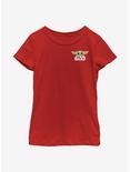 Star Wars The Mandalorian The Child Faux Pocket Cute Youth Girls T-Shirt, RED, hi-res