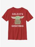 Star Wars The Mandalorian The Child Galaxy's Christmas Lights Youth T-Shirt, RED, hi-res