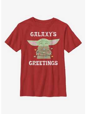 Star Wars The Mandalorian The Child Galaxy's Christmas Lights Youth T-Shirt, , hi-res