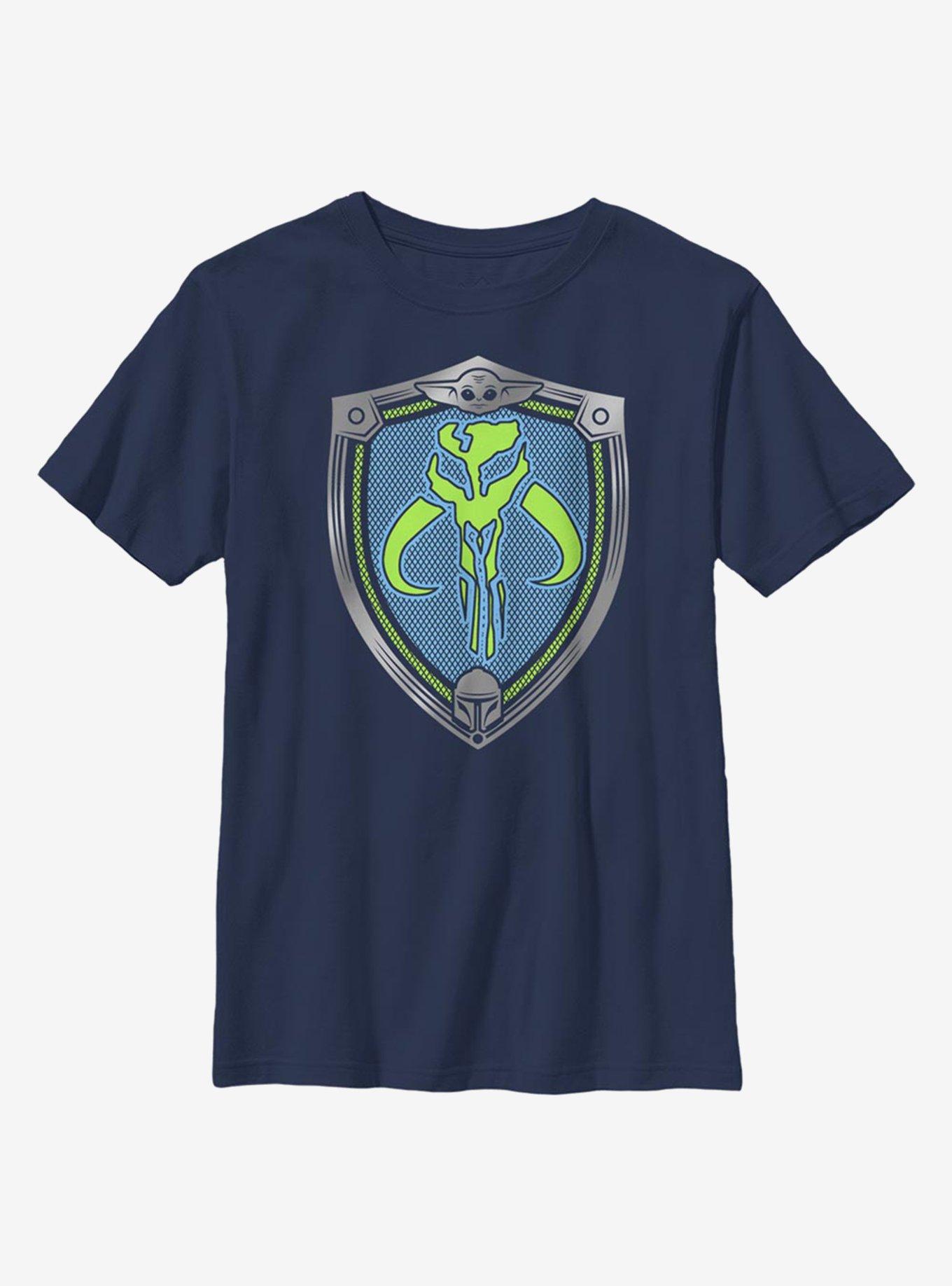 Star Wars The Mandalorian Shield Logo Youth T-Shirt, NAVY, hi-res