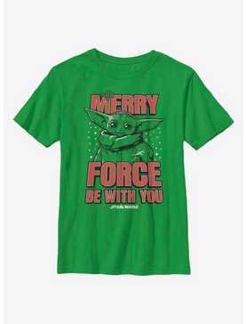Star Wars The Mandalorian The Child Merry Force Christmas Youth T-Shirt, , hi-res