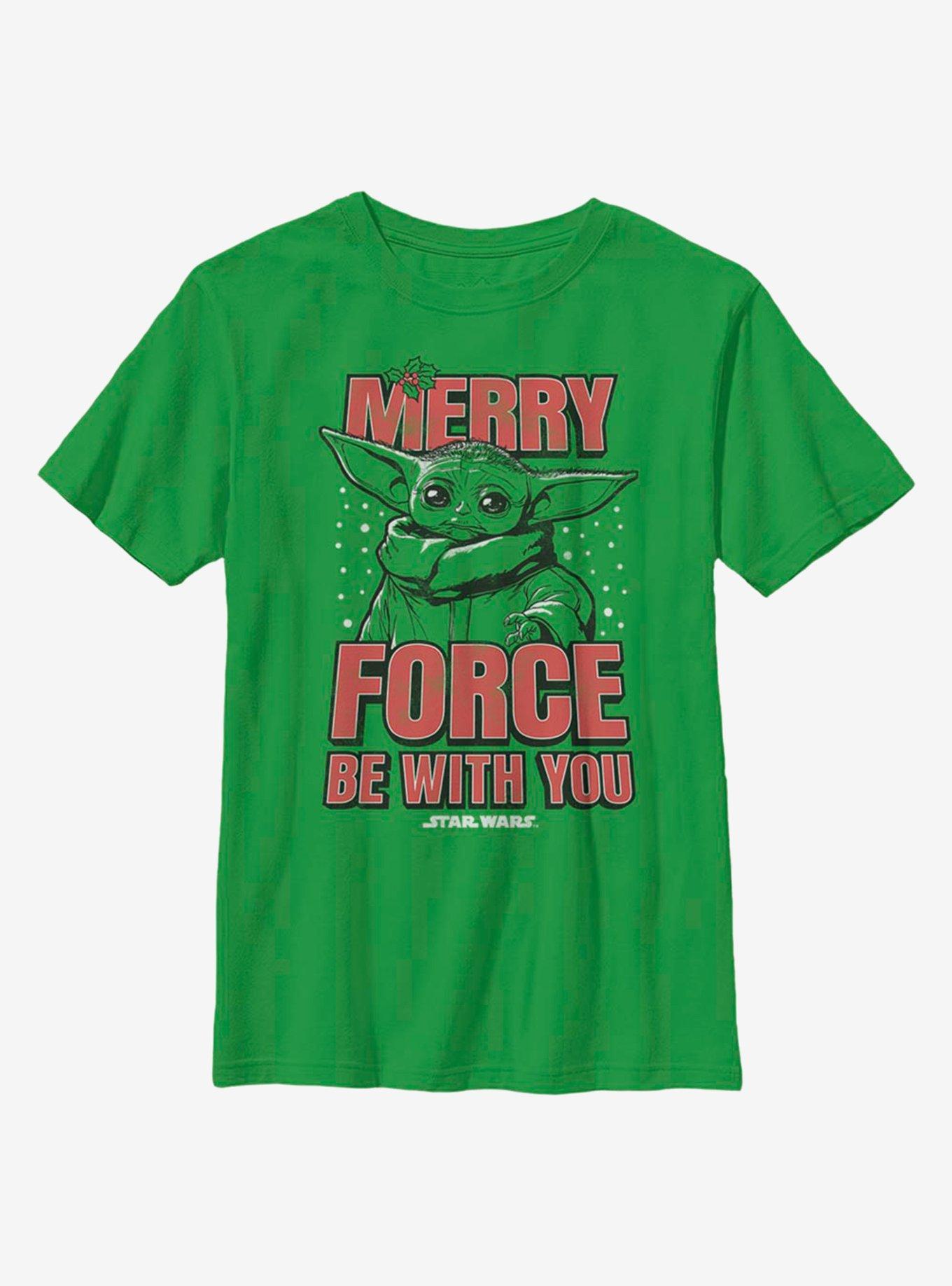 Star Wars The Mandalorian The Child Merry Force Christmas Youth T-Shirt, , hi-res