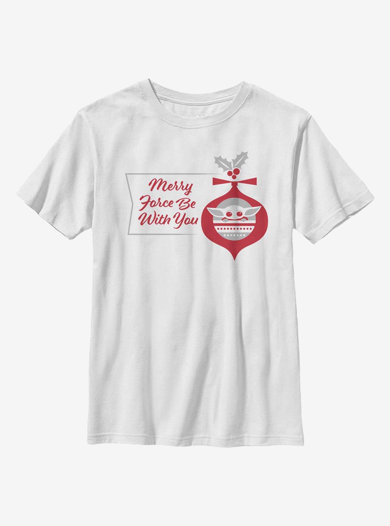 Star Wars The Mandalorian Child Merry Force Christmas Youth T-Shirt