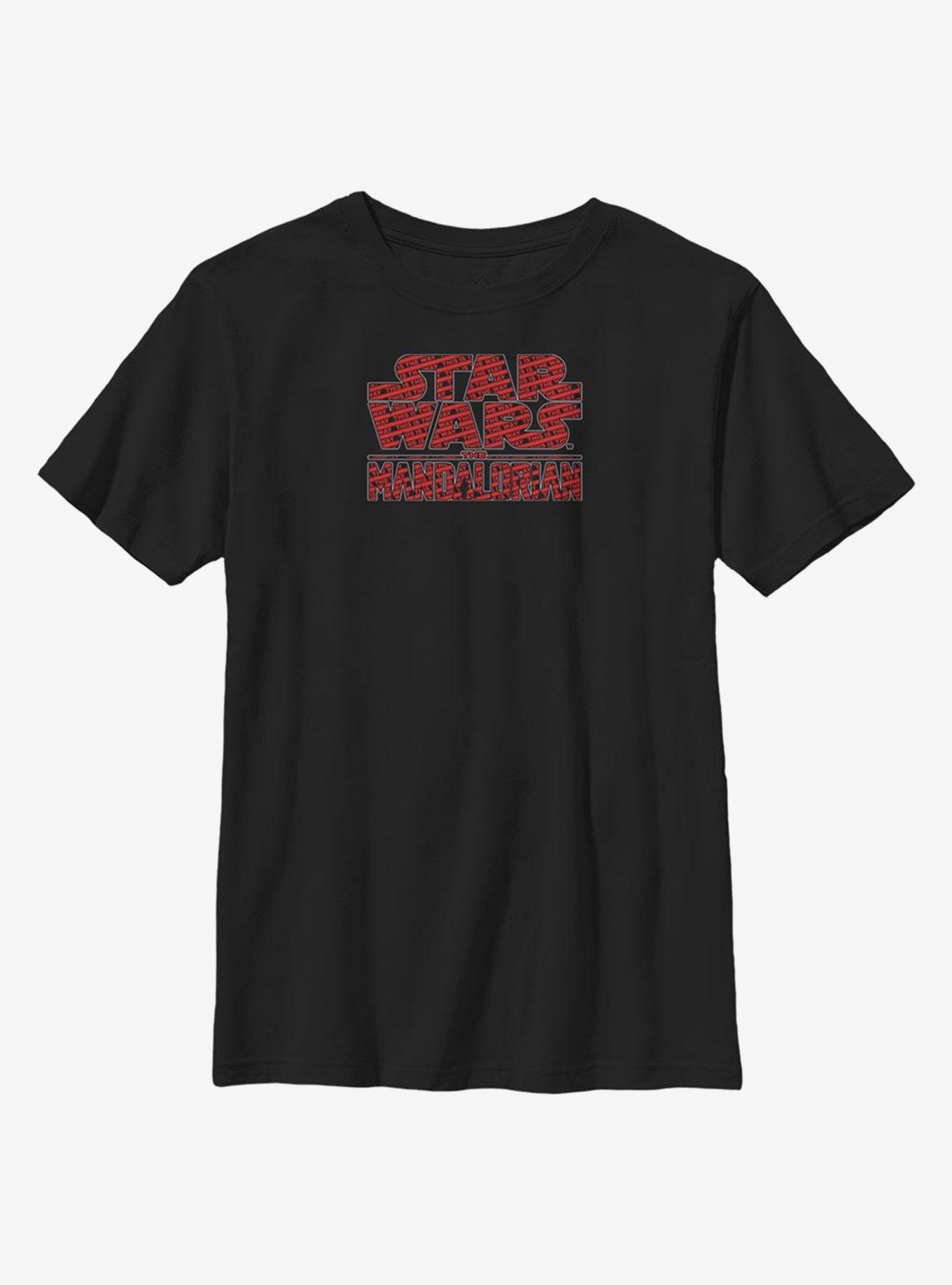 Star Wars The Mandalorian Red The Way Logo Youth T-Shirt, BLACK, hi-res