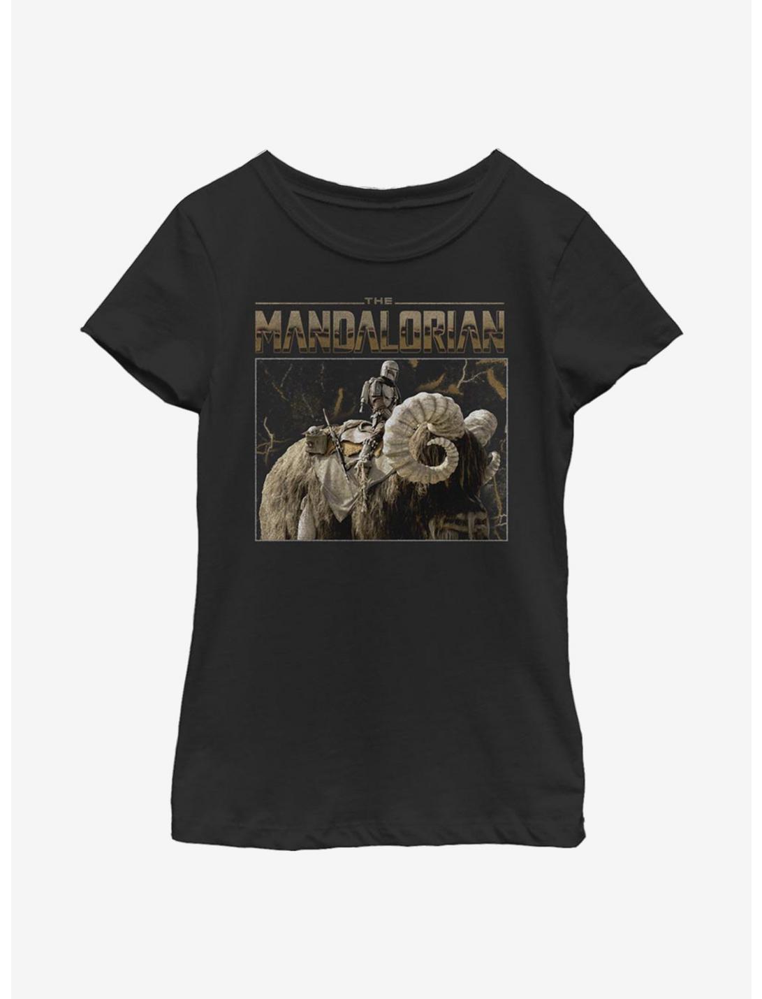 Star Wars The Mandalorian Bantha RIde Youth Girls T-Shirt, BLACK, hi-res