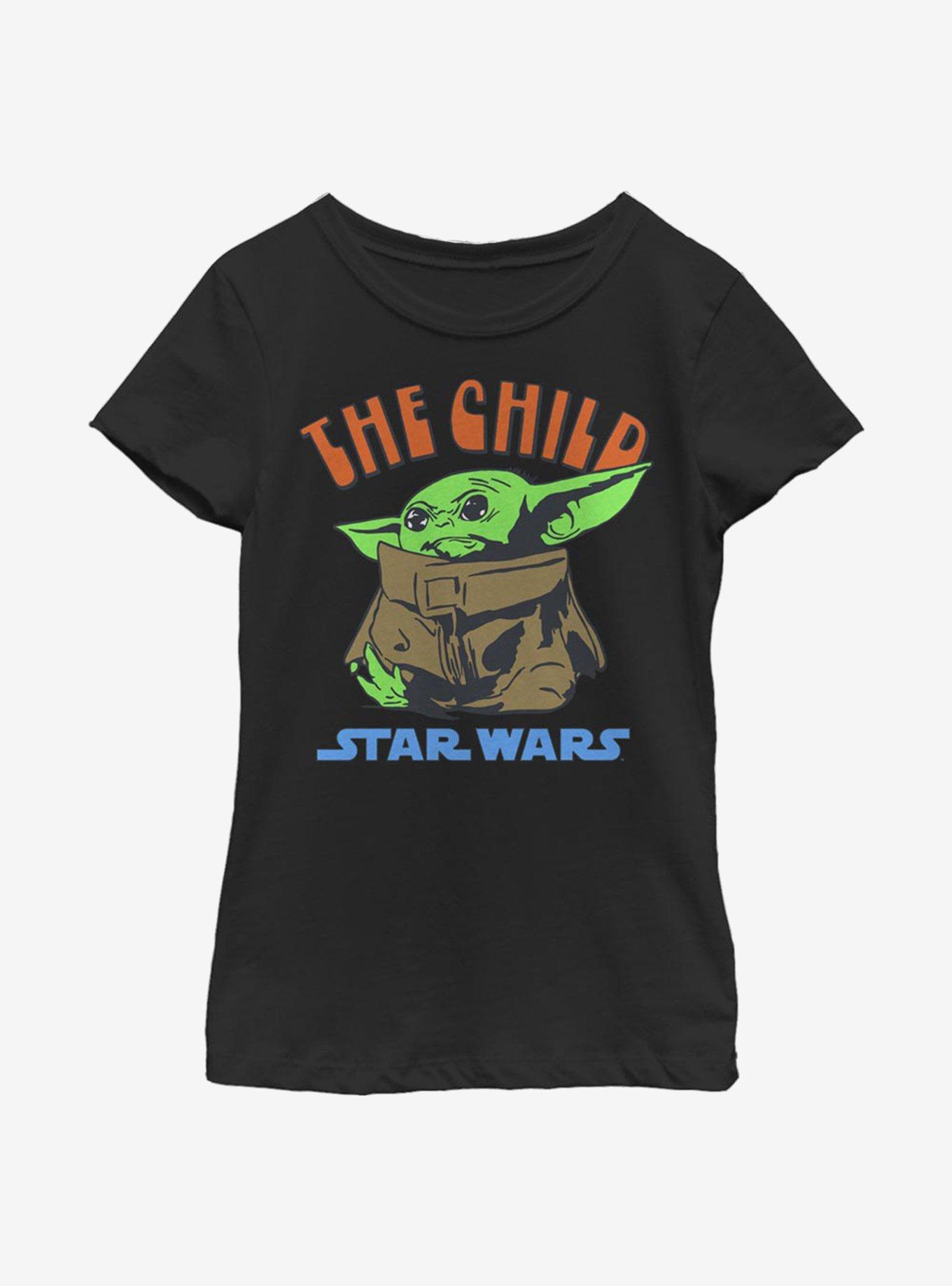 Star Wars The Mandalorian The Child Bright Letters Youth Girls T-Shirt, BLACK, hi-res