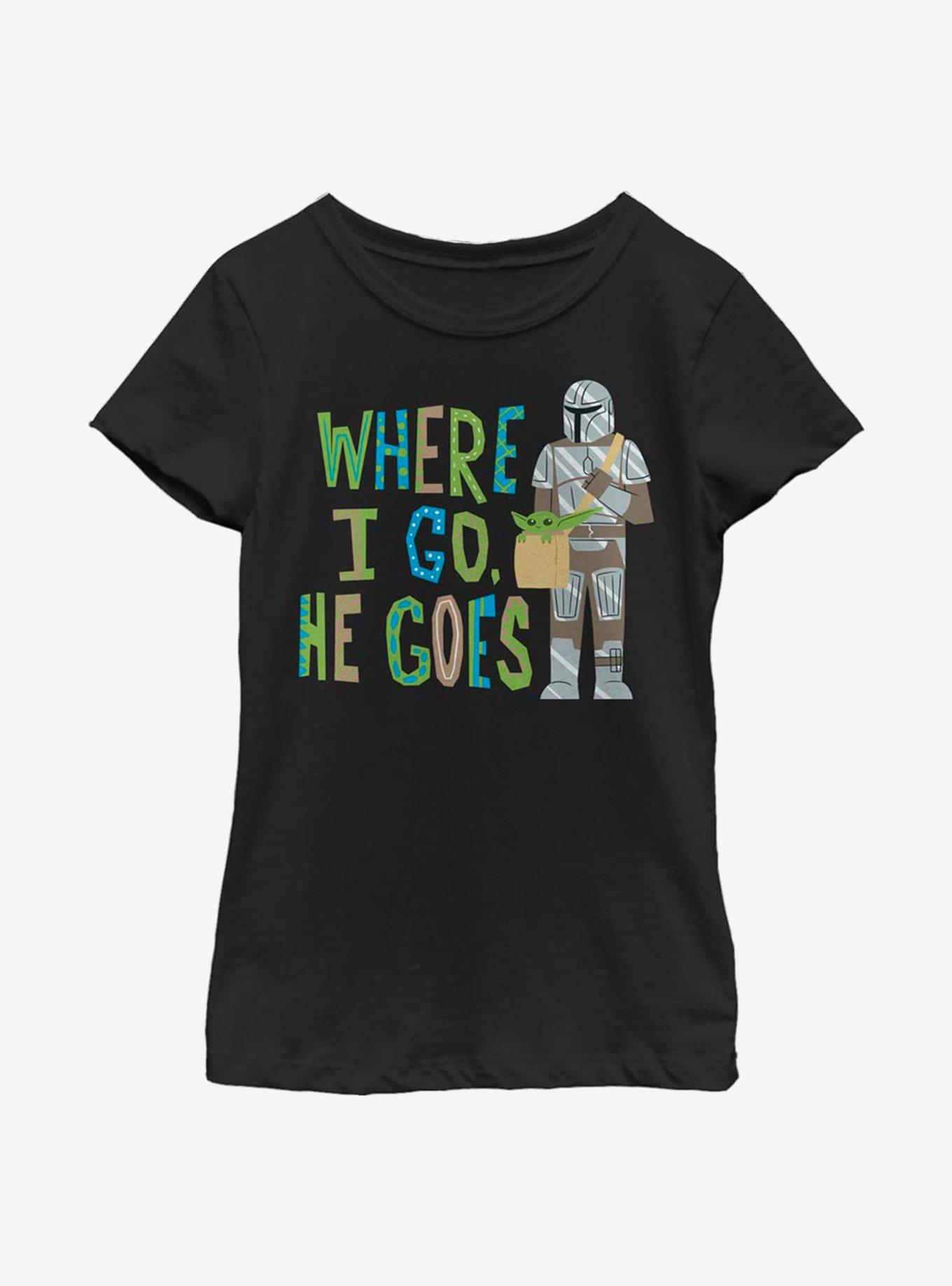 Star Wars The Mandalorian The Child I Go He Goes Youth Girls T-Shirt, BLACK, hi-res
