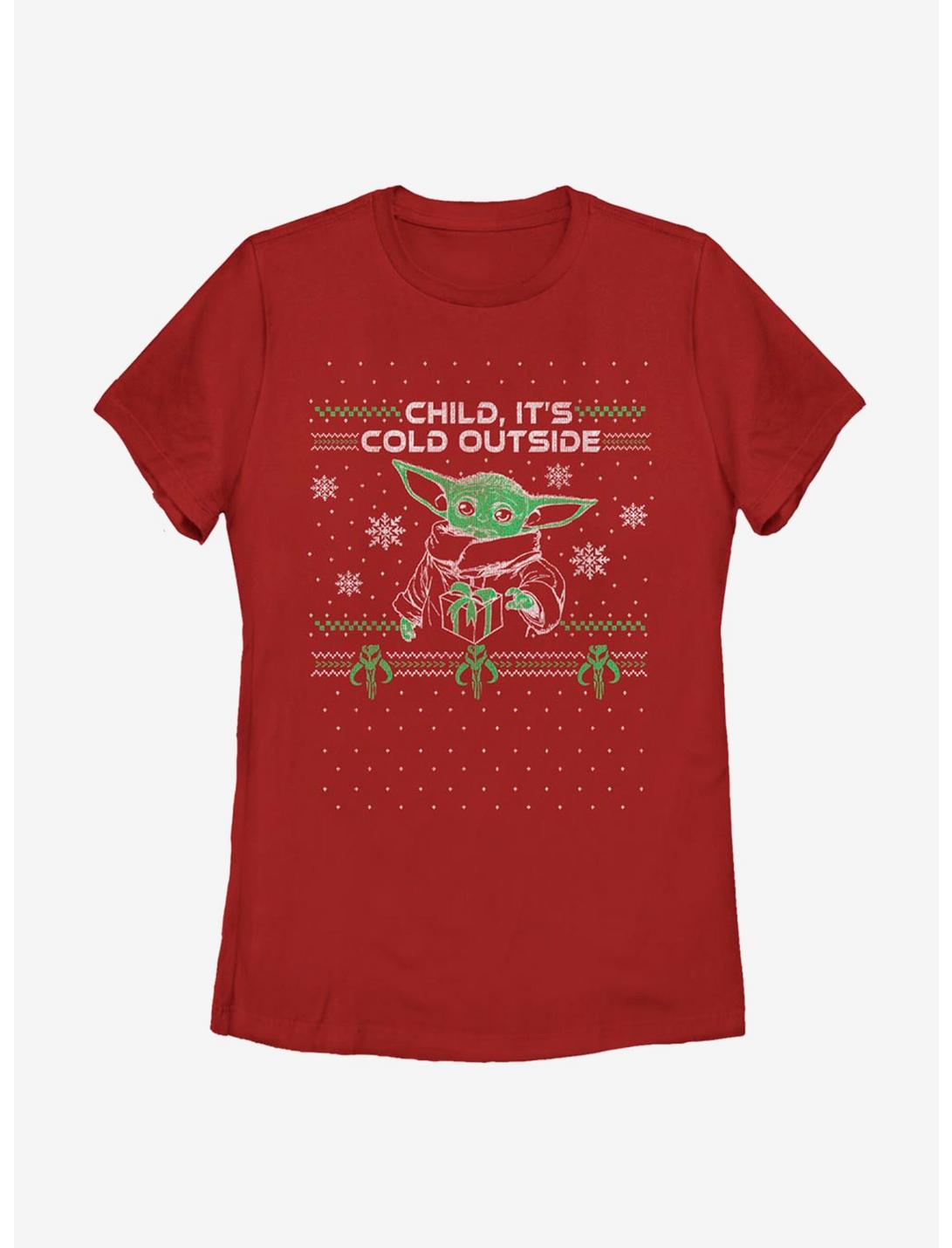 Star Wars The Mandalorian The Child It's Cold Outside Womens T-Shirt, RED, hi-res
