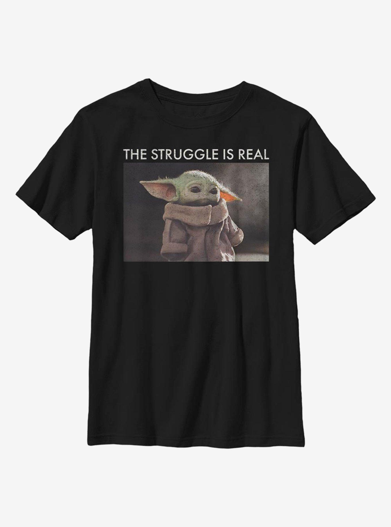 Star Wars The Mandalorian The Child Struggle Is Real Youth T-Shirt, BLACK, hi-res