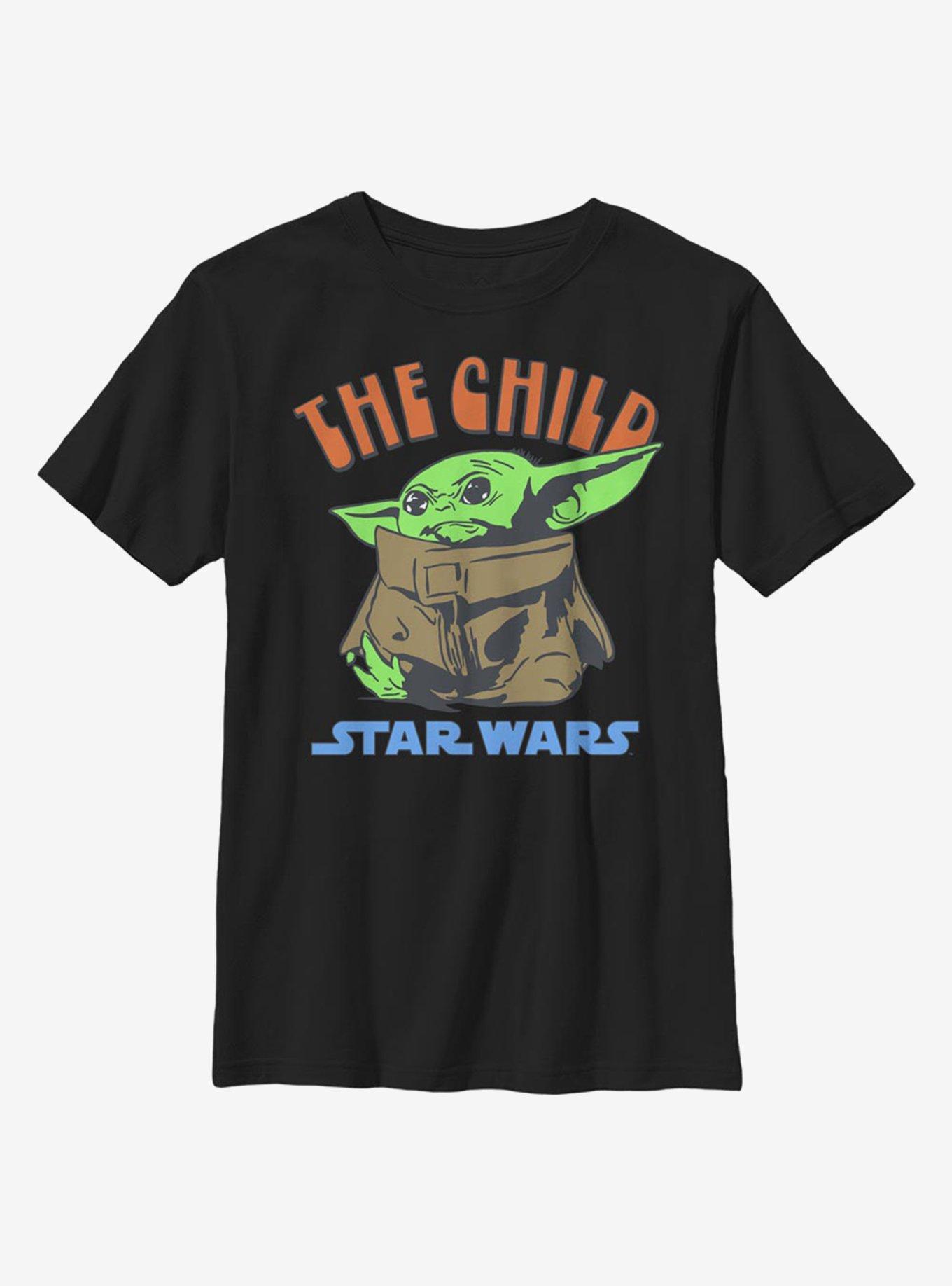 Star Wars The Mandalorian The Child Bright Letters Youth T-Shirt, BLACK, hi-res