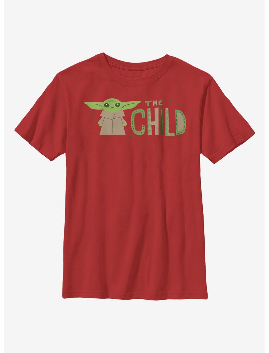 Star Wars The Mandalorian The Child Green Stars Youth T-Shirt, RED, hi-res