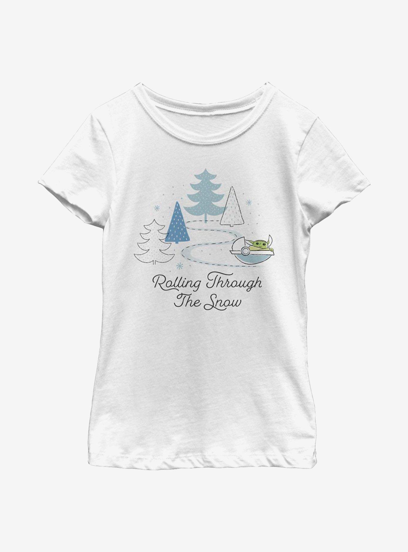 Star Wars The Mandalorian The Child Rolling Through The Snow Youth Girls T-Shirt, , hi-res